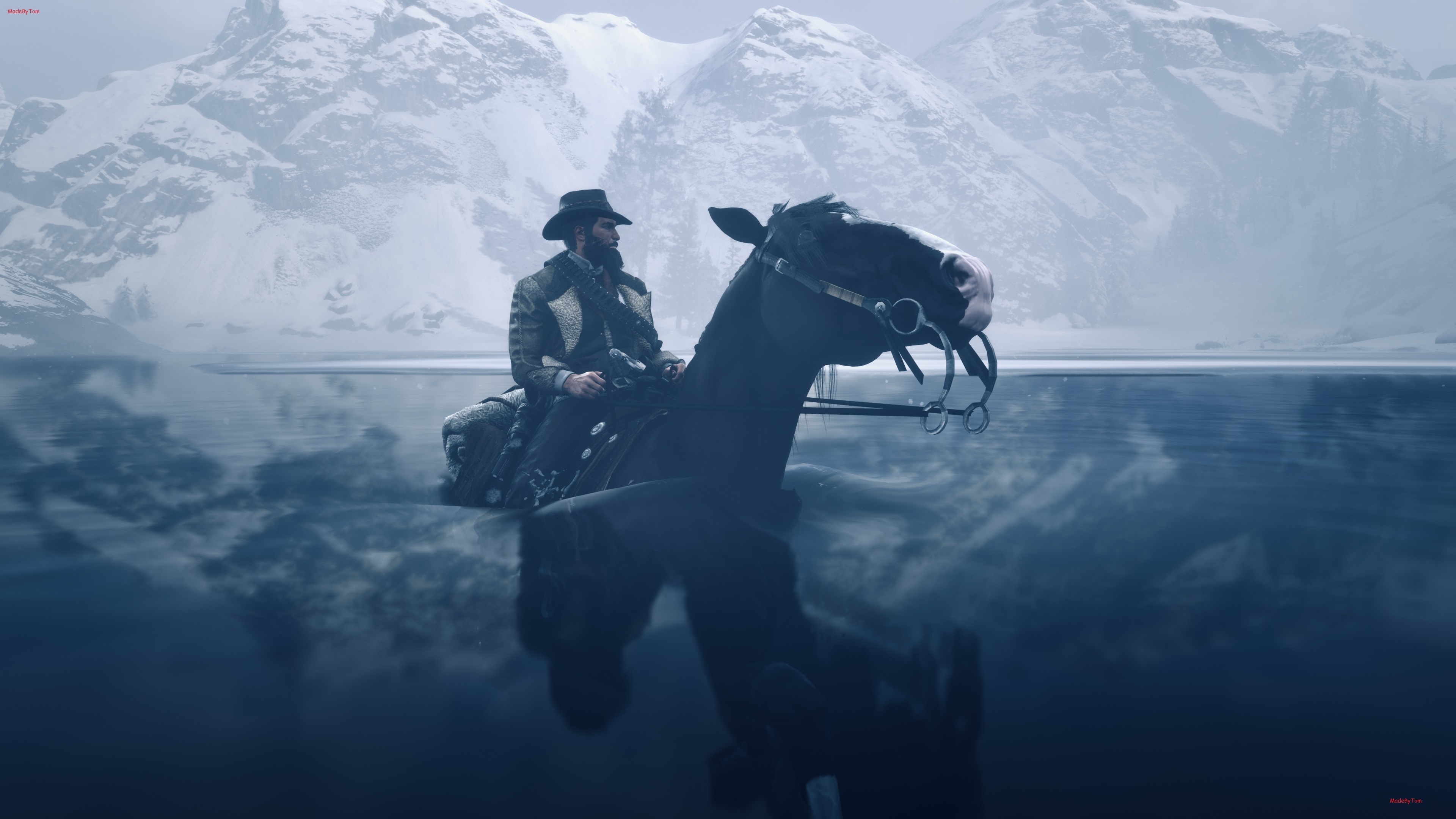 Wallpaper HDR, ice, rock, game, sea, water, winter, horse for mobile and desktop, section игры, resolution 3840x2160