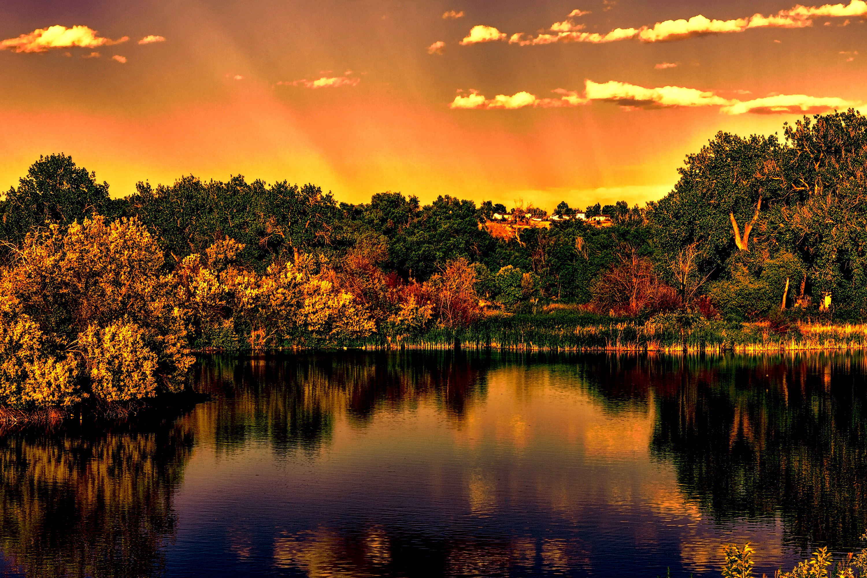 Picture Autumn Nature Sky landscape photography river 3000x2000