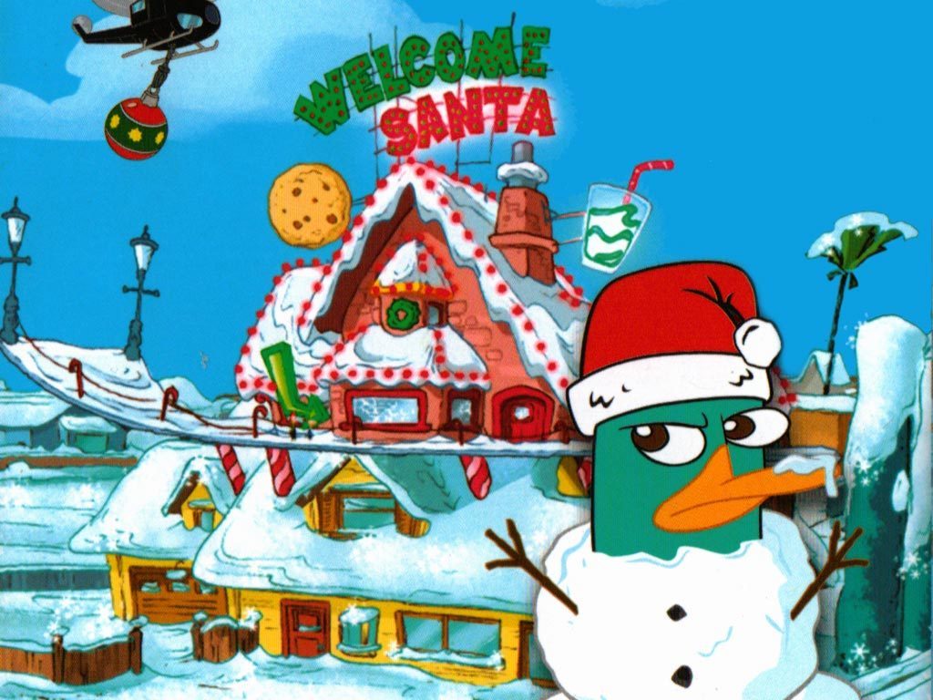 Agent P Snowman Christmas Wallpaper and Ferb Christmas Wallpaper