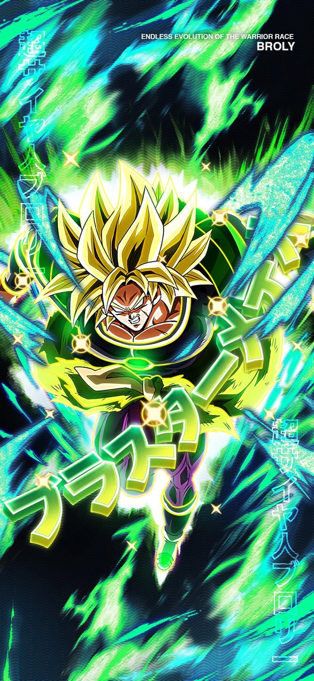 Super Saiyan Broly: iPhone wallpaper using Legends assets x Mega Pokemon style