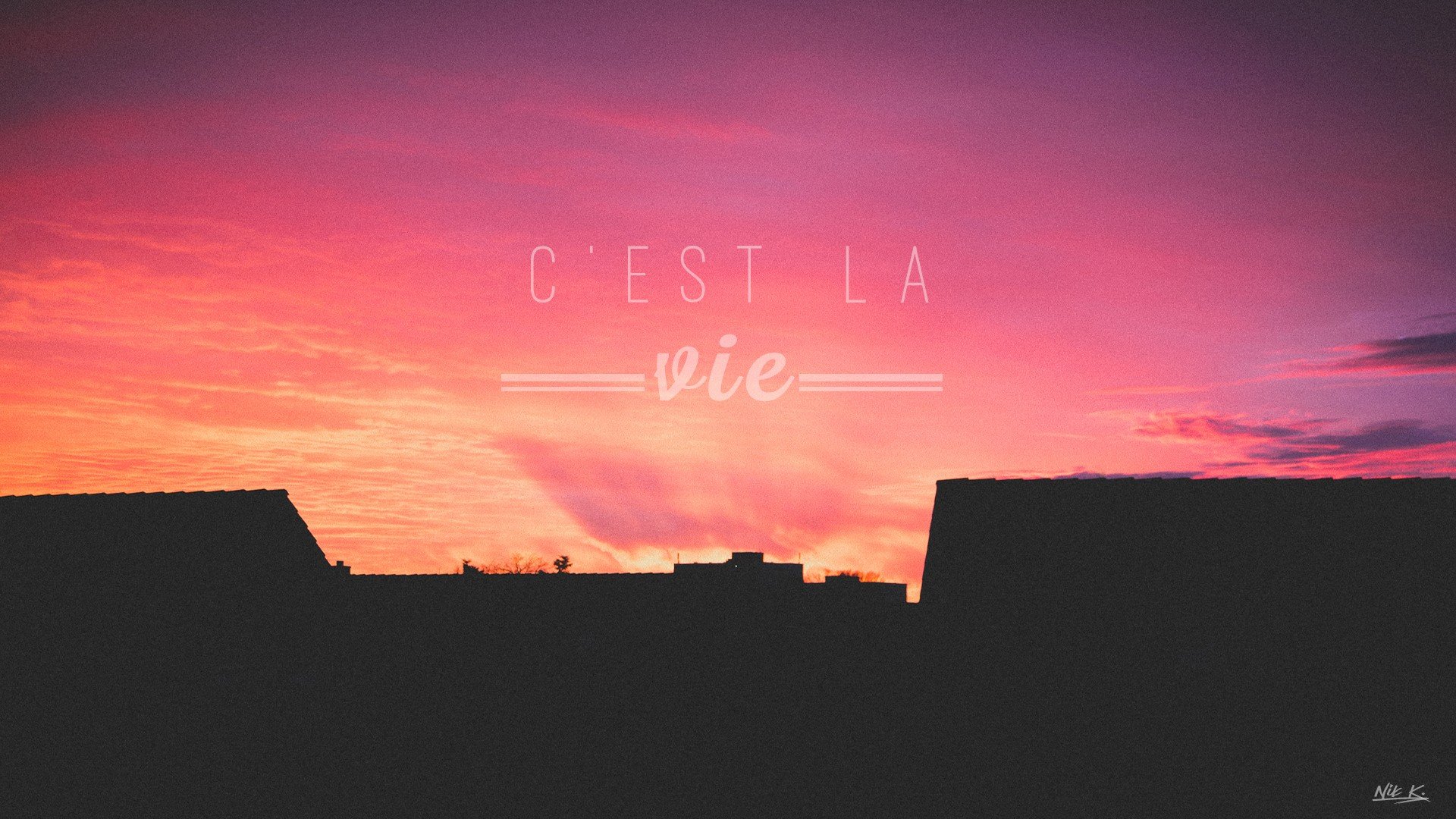 photography, Nature, Sunset, Sun, Quote, C&039;est la vie, Landscape, Architecture, Sky HD Wallpaper / Desktop and Mobile Image & Photo