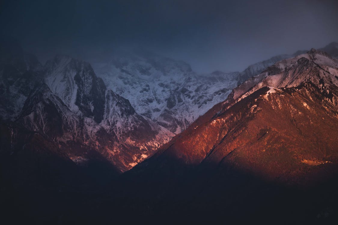 Majestic Mountain Range at Sunset · Free