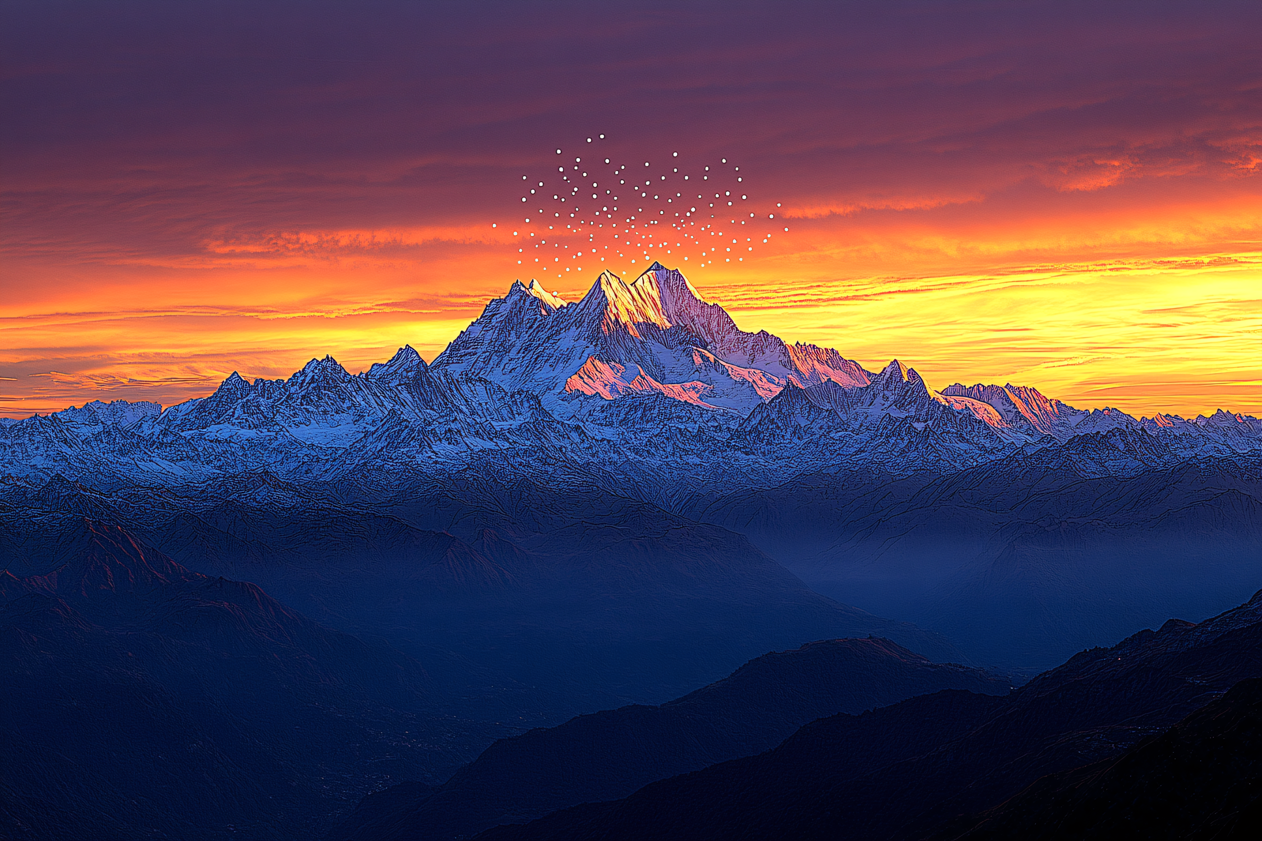 Free Download Mountain Peak Sunset Digital Art