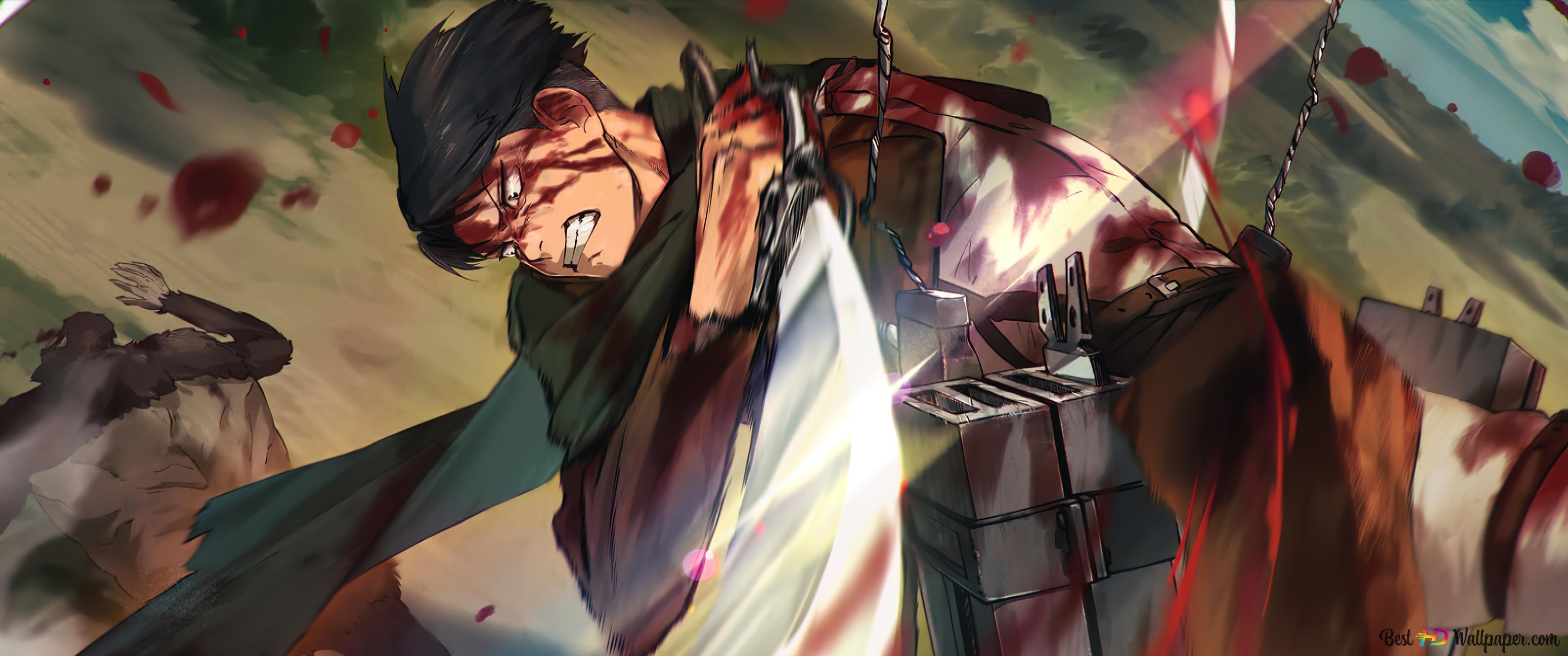 Attack On Titan Ackerman Vs Beast Titan 4K wallpaper download
