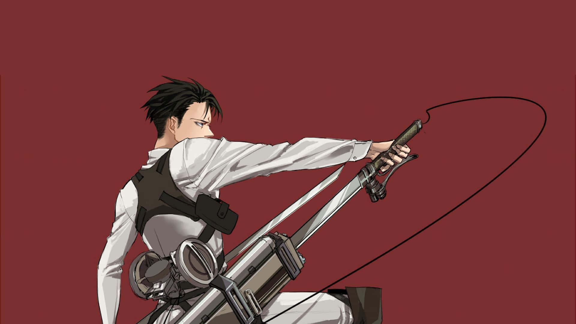 Download Levi Ackerman of the Survey Corps valiantly defending humanity against the Titans Wallpaper