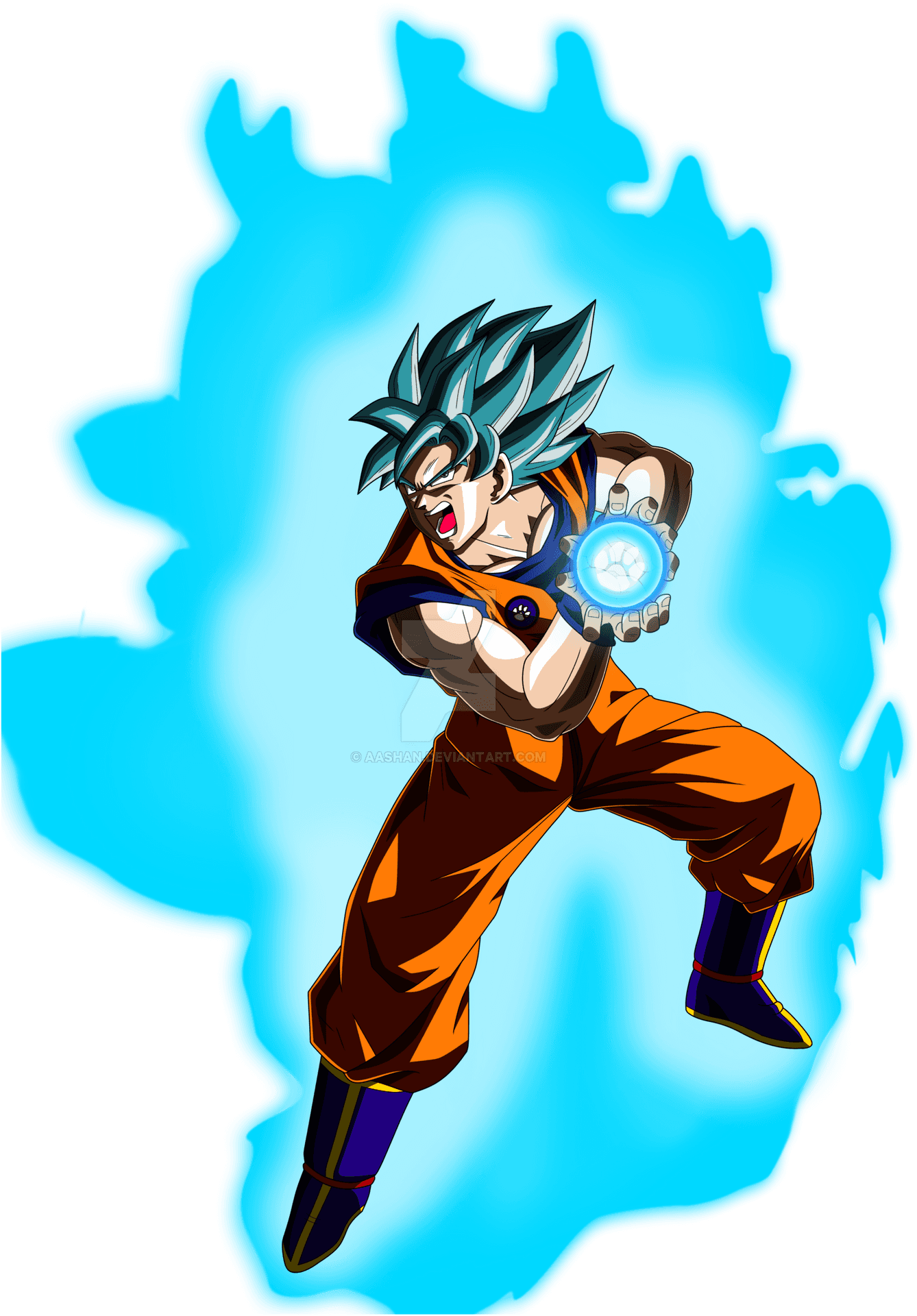 Download Super Saiyan Blue Goku Charging Kamehameha