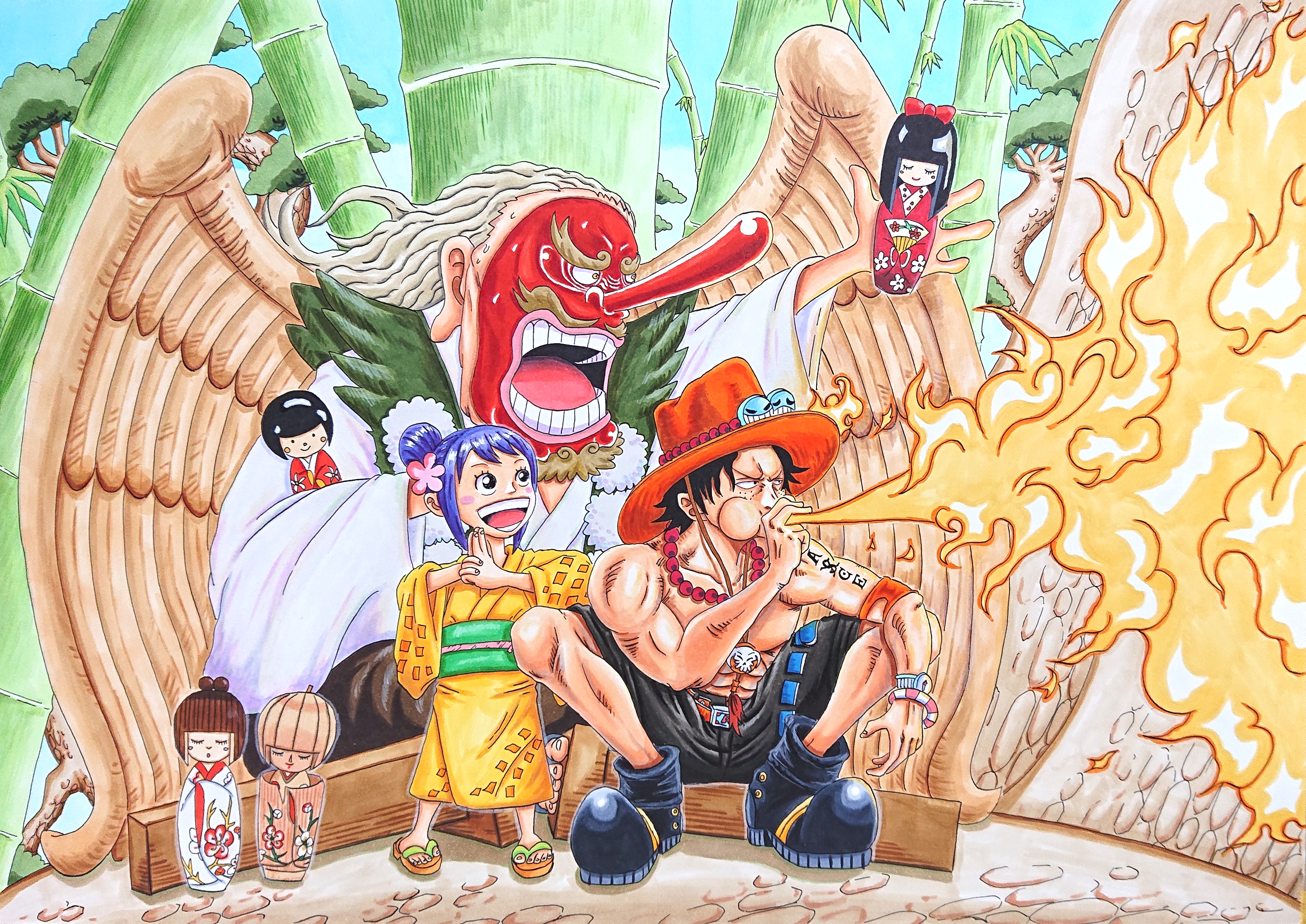 Download Tenguyama Hitetsu Portgas D. Ace O Tama (One Piece) Anime One Piece 4k Ultra HD Wallpaper