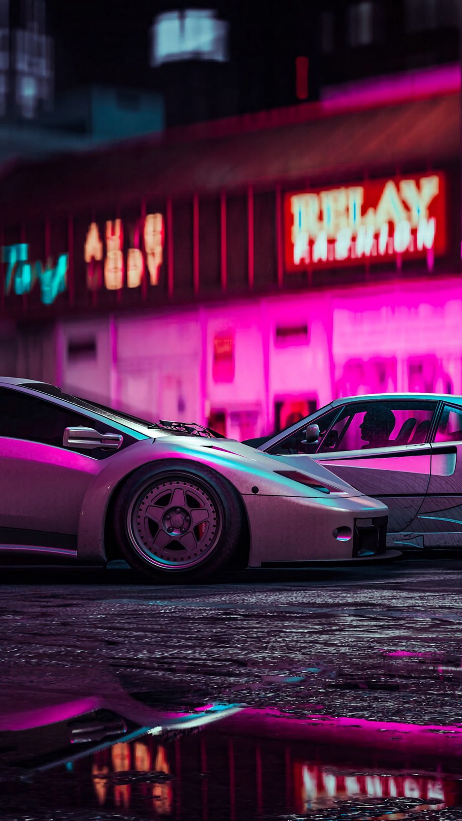 Download Wallpaper 938x1668 Car, Sports Car, Neon, Backlight, Street Iphone 8 7 6s 6 For Parallax HD Background