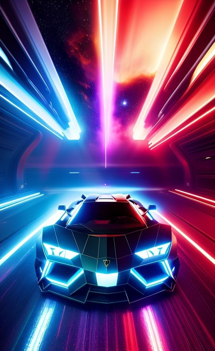 Neon Lamborghini Veneno in Tunnel