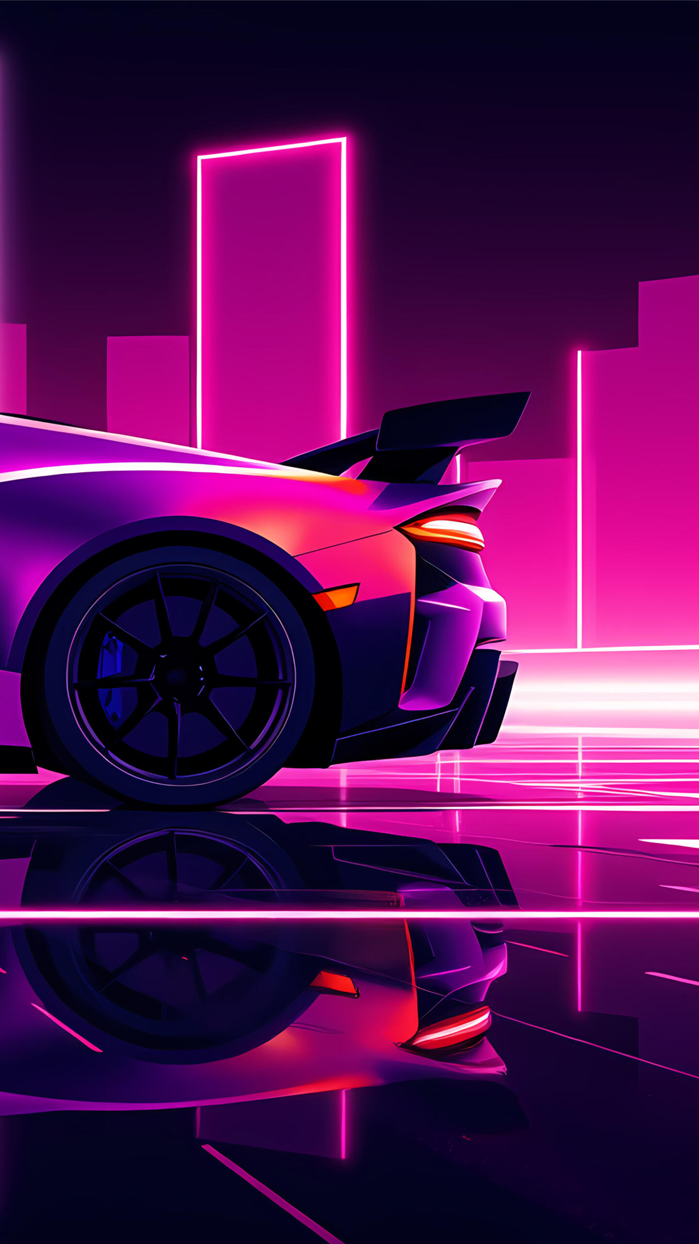 Sports car and neon in abstraction · 1440x2560 QHD free photo from dubghost and wallpaper