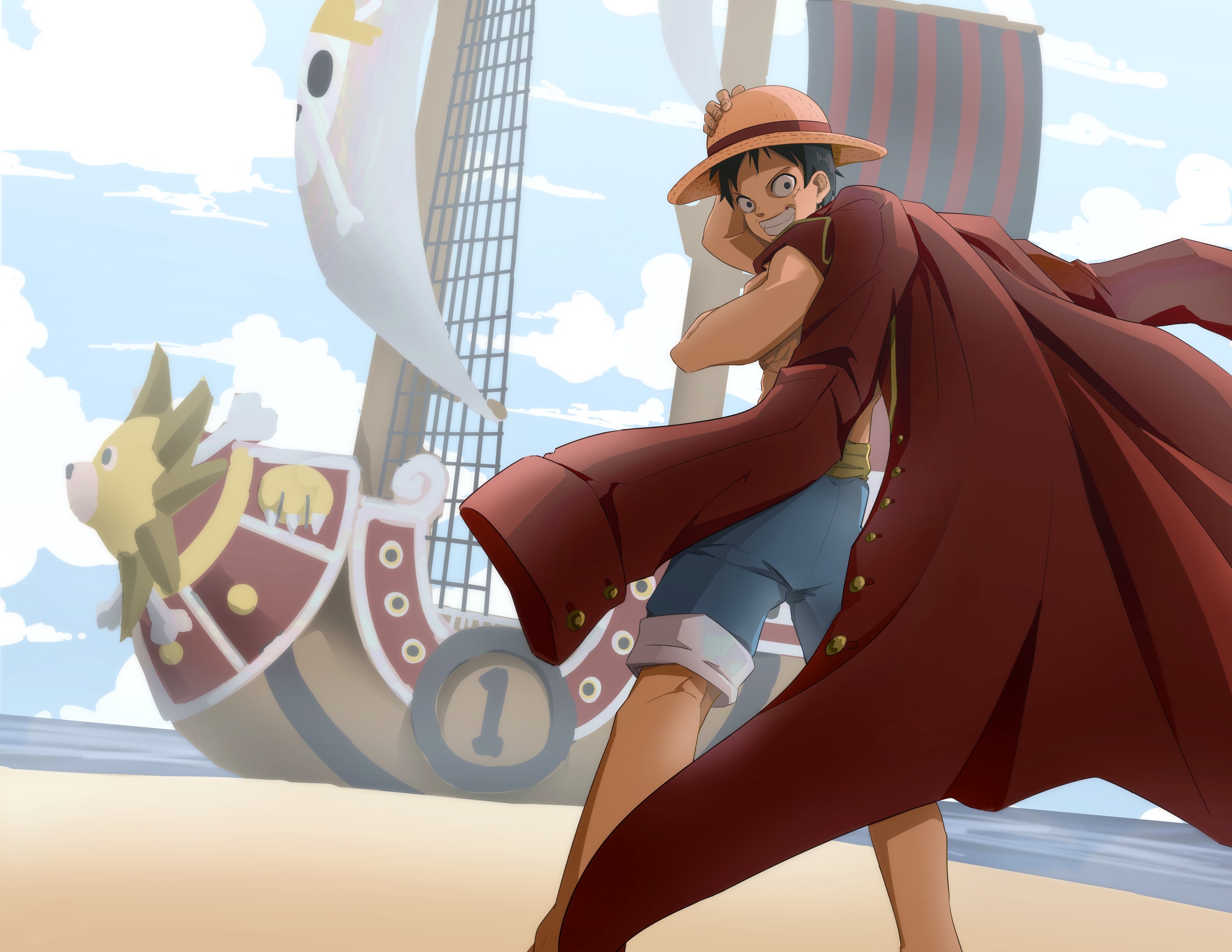 Download Thousand Sunny Monkey D. Luffy Anime One Piece HD Wallpaper