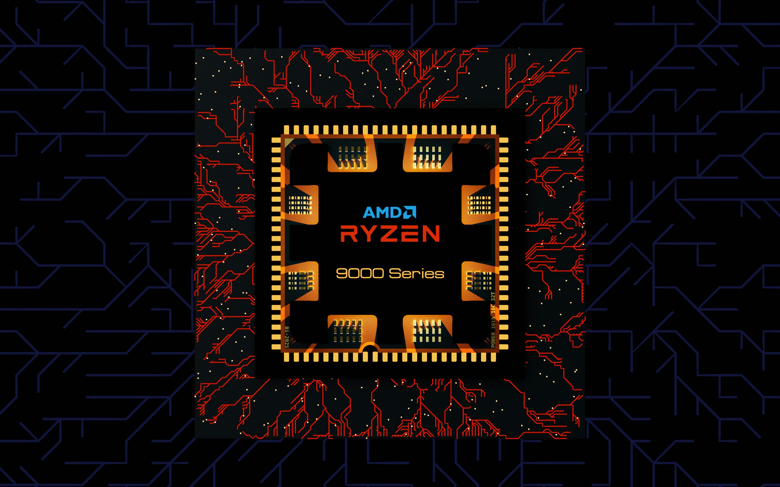 Amd ryzen 6000 series processor on circuit board background photo
