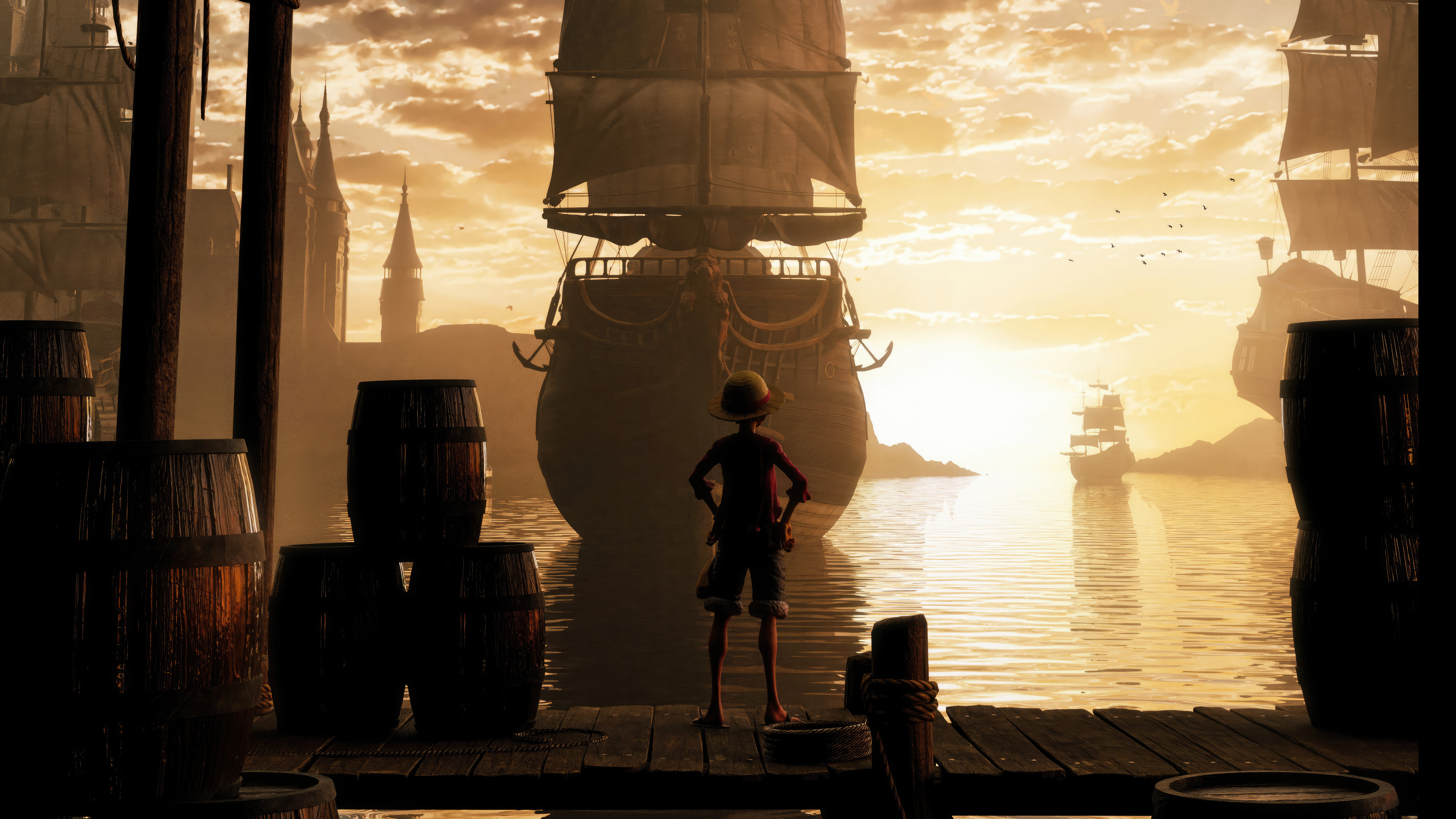 Monkey D Luffy Standing In Front Of Going Merry Boat Wallpaper, HD Anime Wallpaper, 4k Wallpaper, Image, Background, Photos and Picture