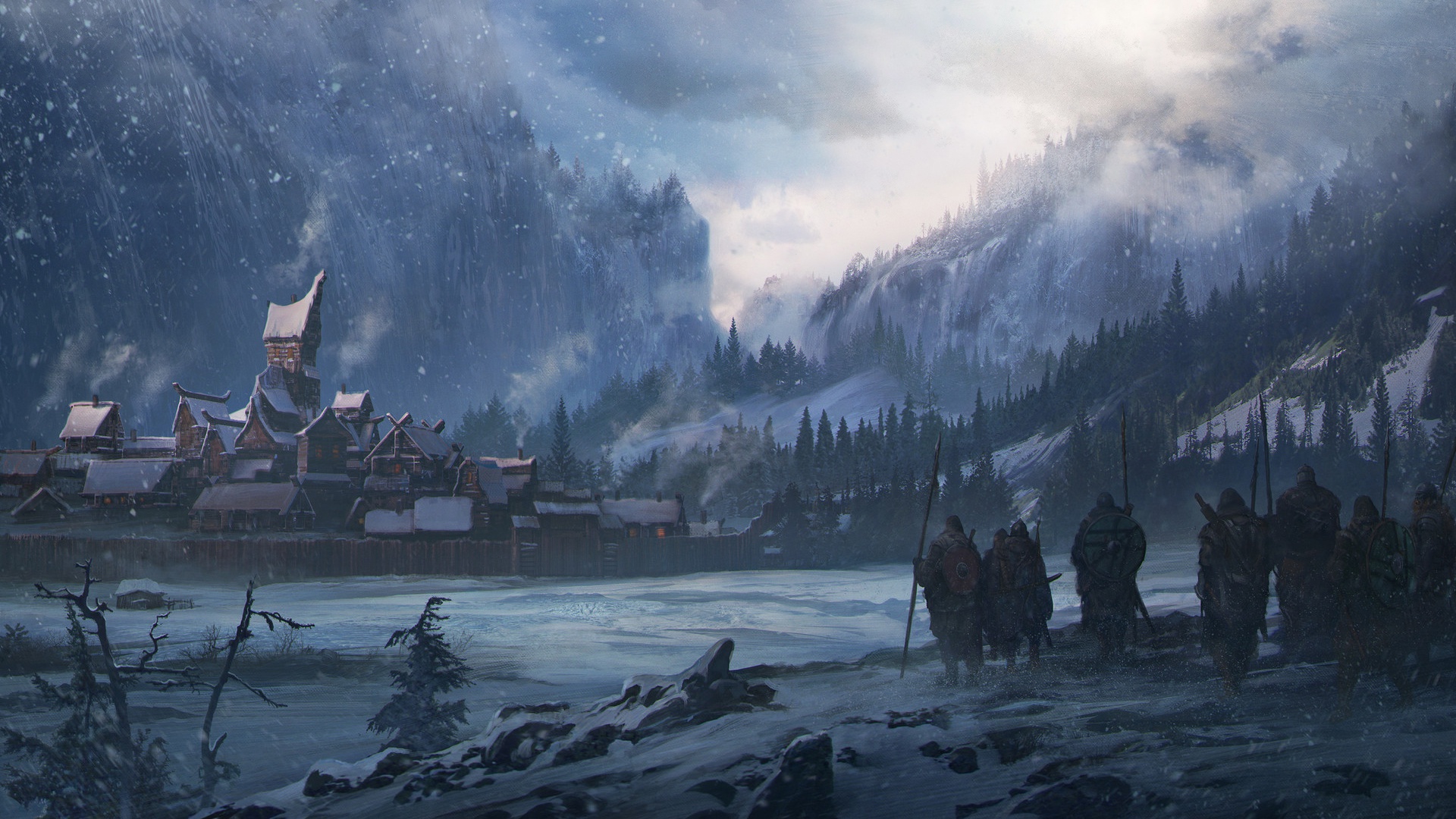 Wallpaper cold, winter, snow, the city, fiction, war, landscape, winter for mobile and desktop, section фантастика, resolution 1920x1080