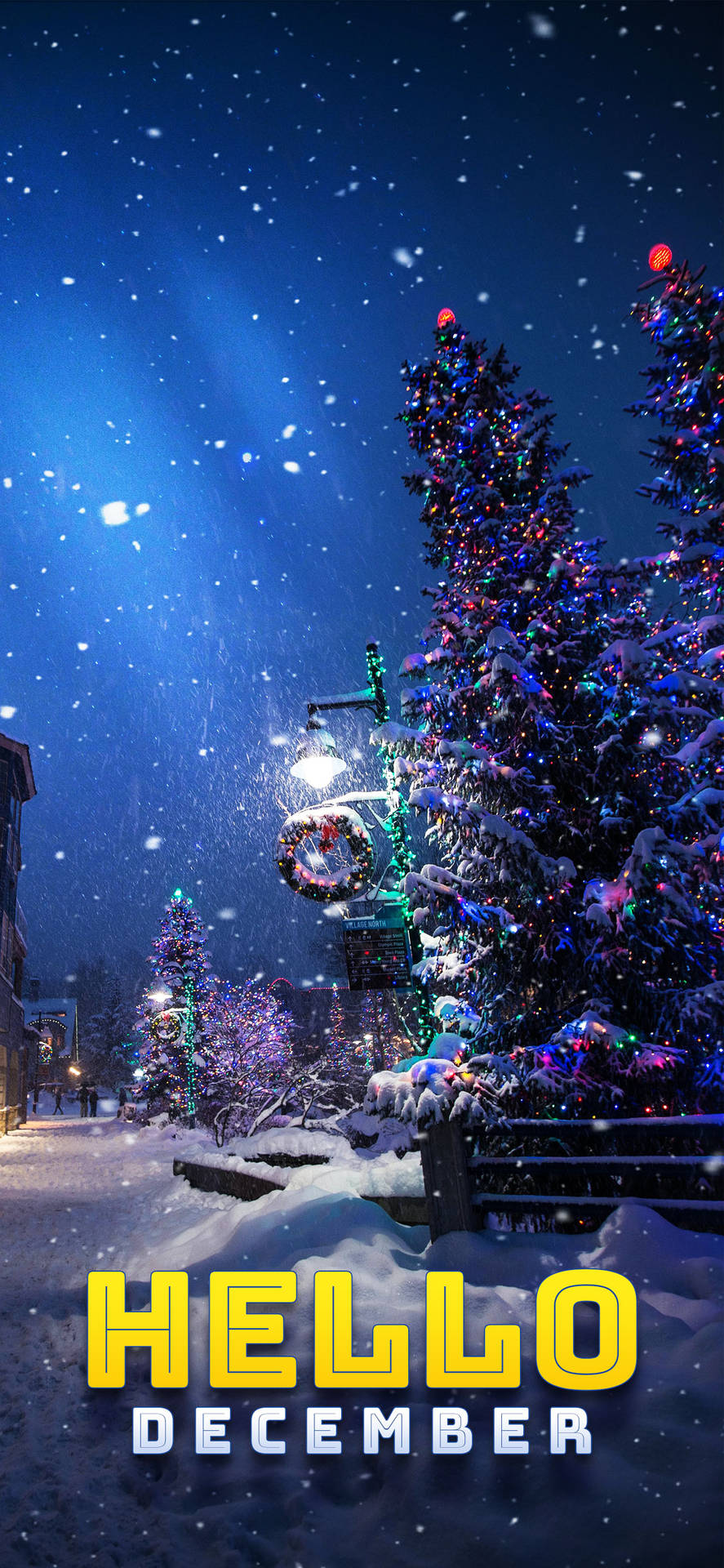 Download Hello December Snowy Christmas Eve Wallpaper