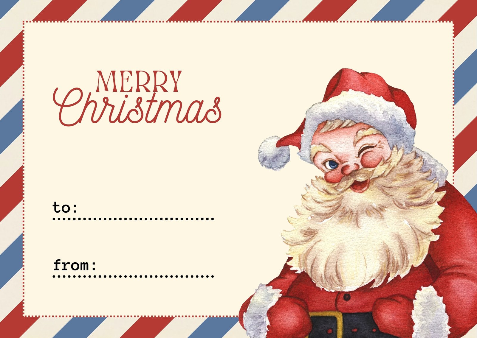 Free to edit and print vintage Christmas card