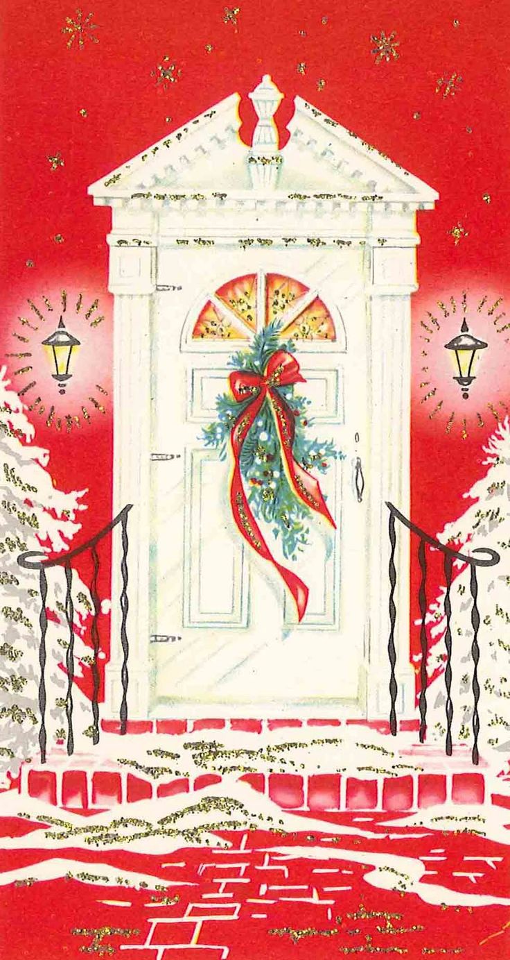 The Perfect Vintage Christmas Holiday Home Entrance {In Card Form}