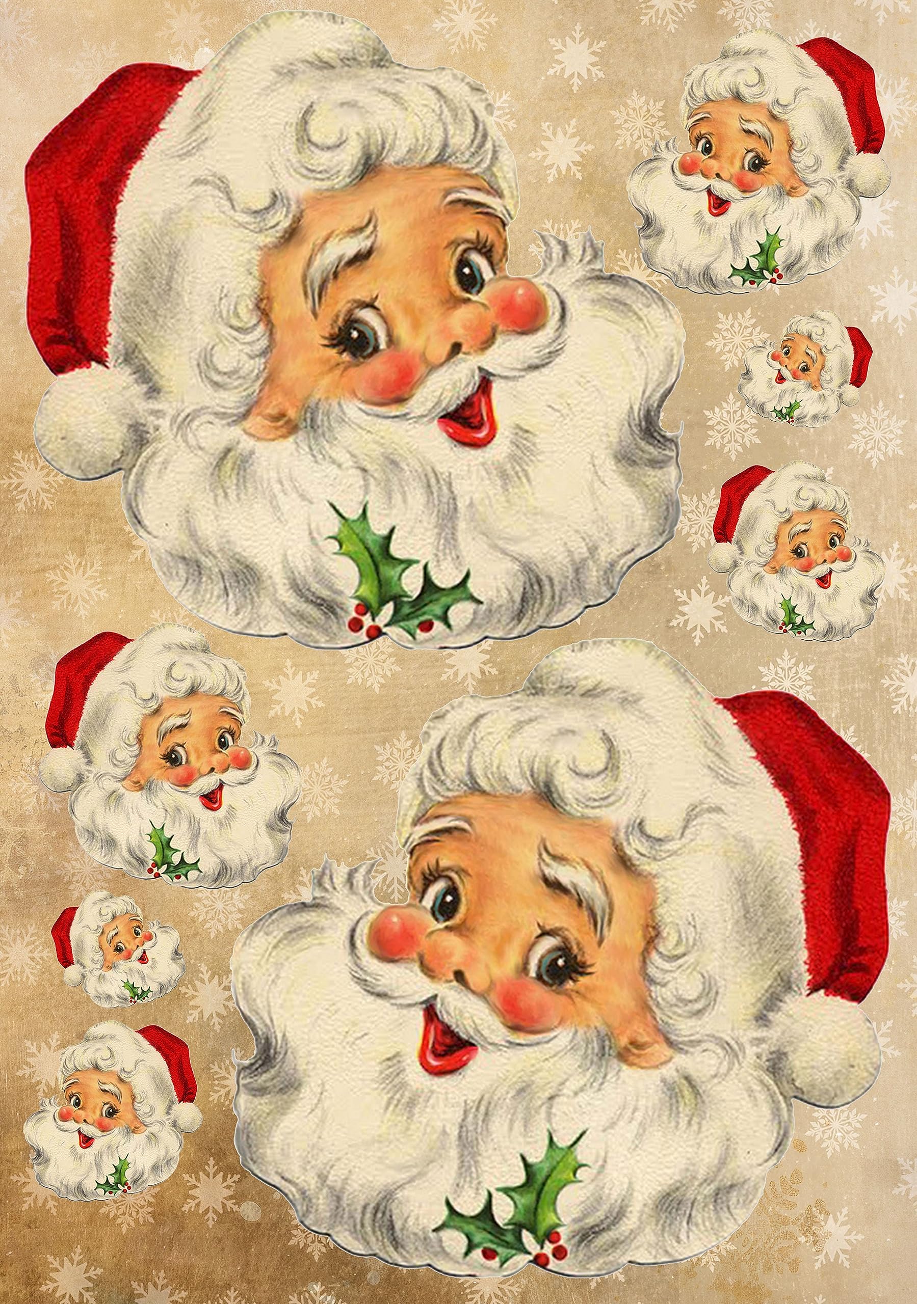 Rice Paper for Decoupage A4 Merry Christmas (Vintage Santa Face Sheets)