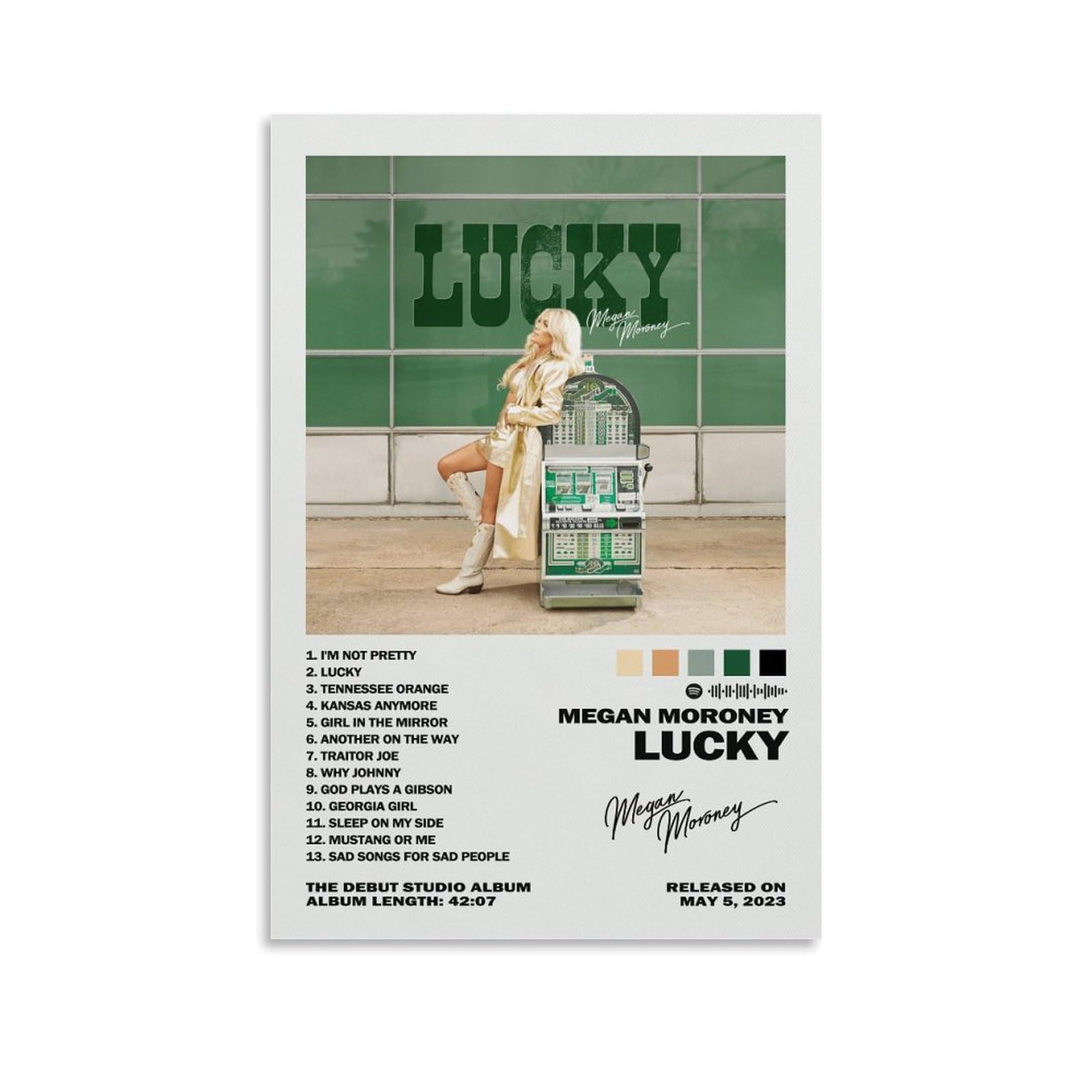 Megan Moroney Poster Lucky Album Cover Music Posters for Room Aesthetic Canvas Wall Art Bedroom Decor12x18inch(30x45cm), Amazon.ie