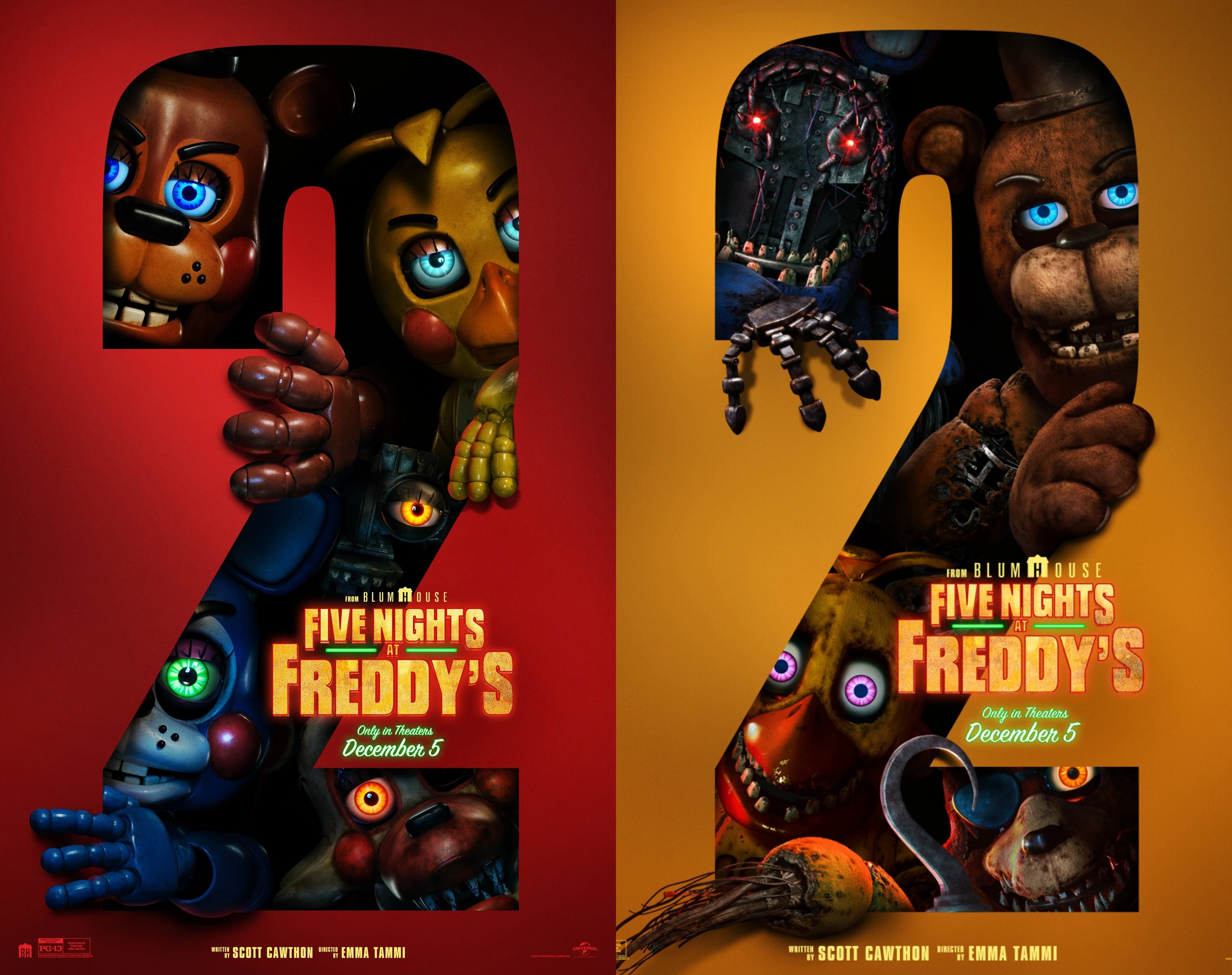 Which of the two versions of the main FNAF 2 movie poster do you like more?
