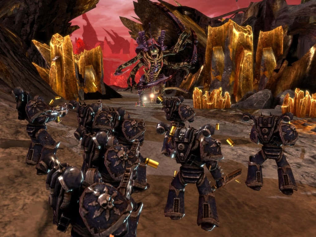 Download Legion Of Damned Facing Swarmlord Dawn Of War III Background
