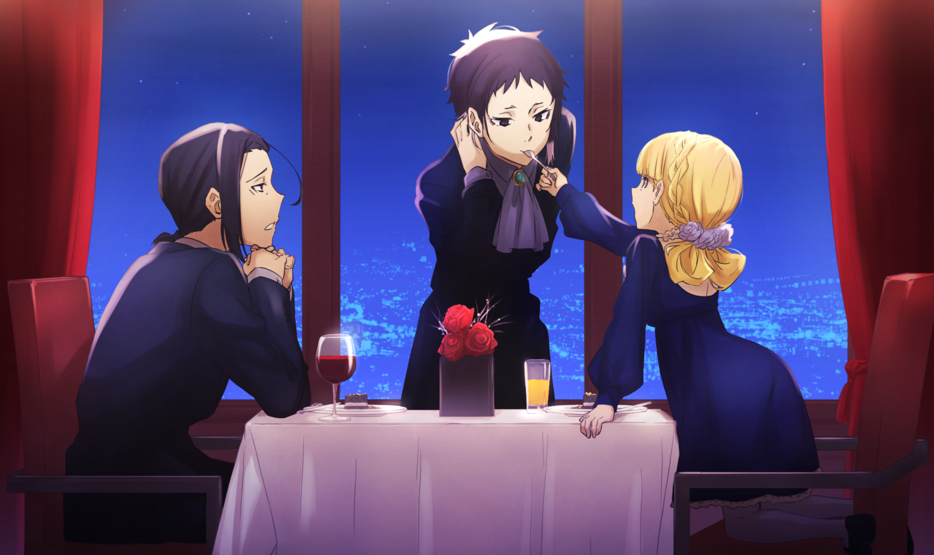 Bungou Stray Dogs HD Wallpaper: Ōgai Mori, Elise & Ryūnosuke Akutagawa Moment
