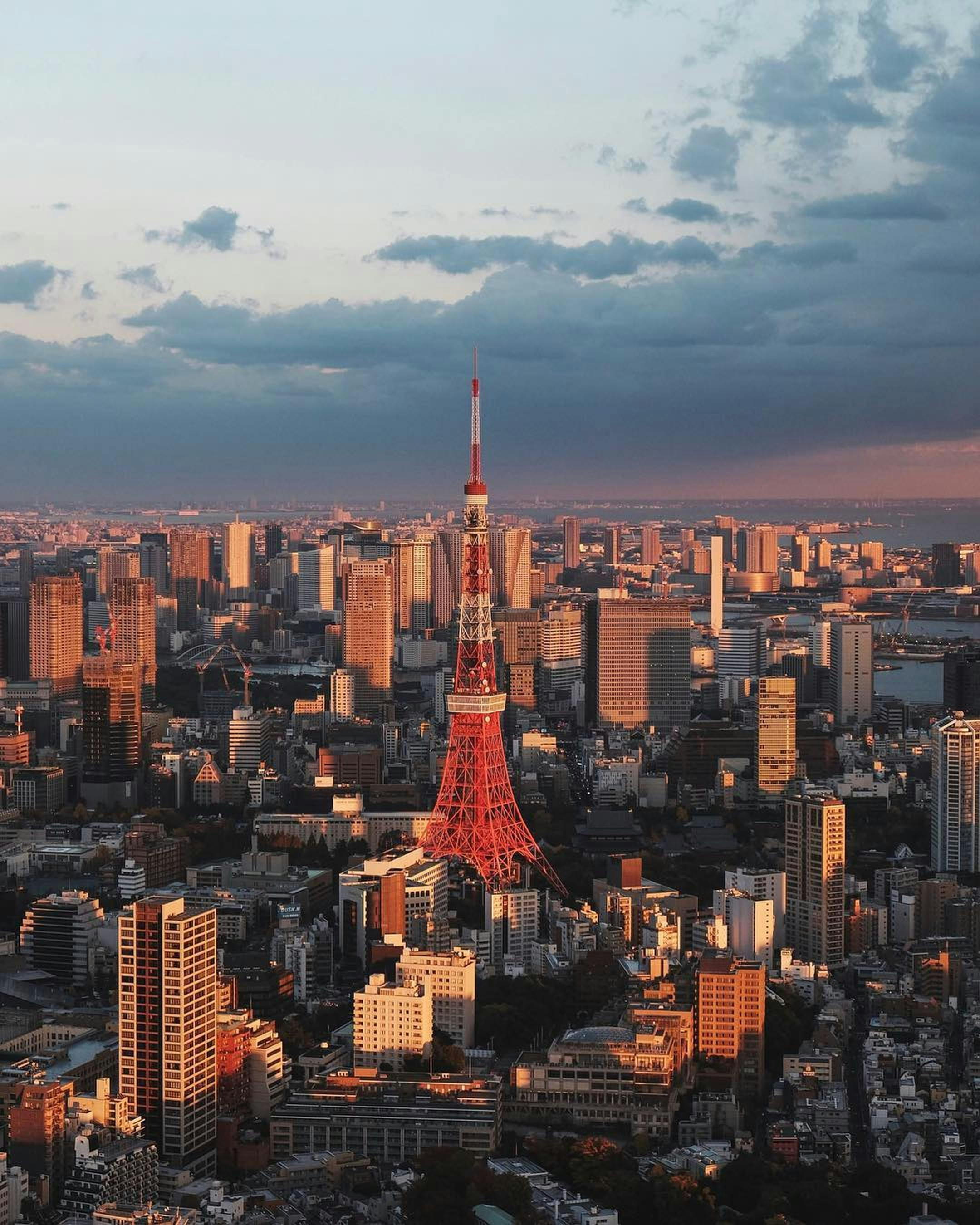 Aerial View of Tokyo Tower at Sunset · Free