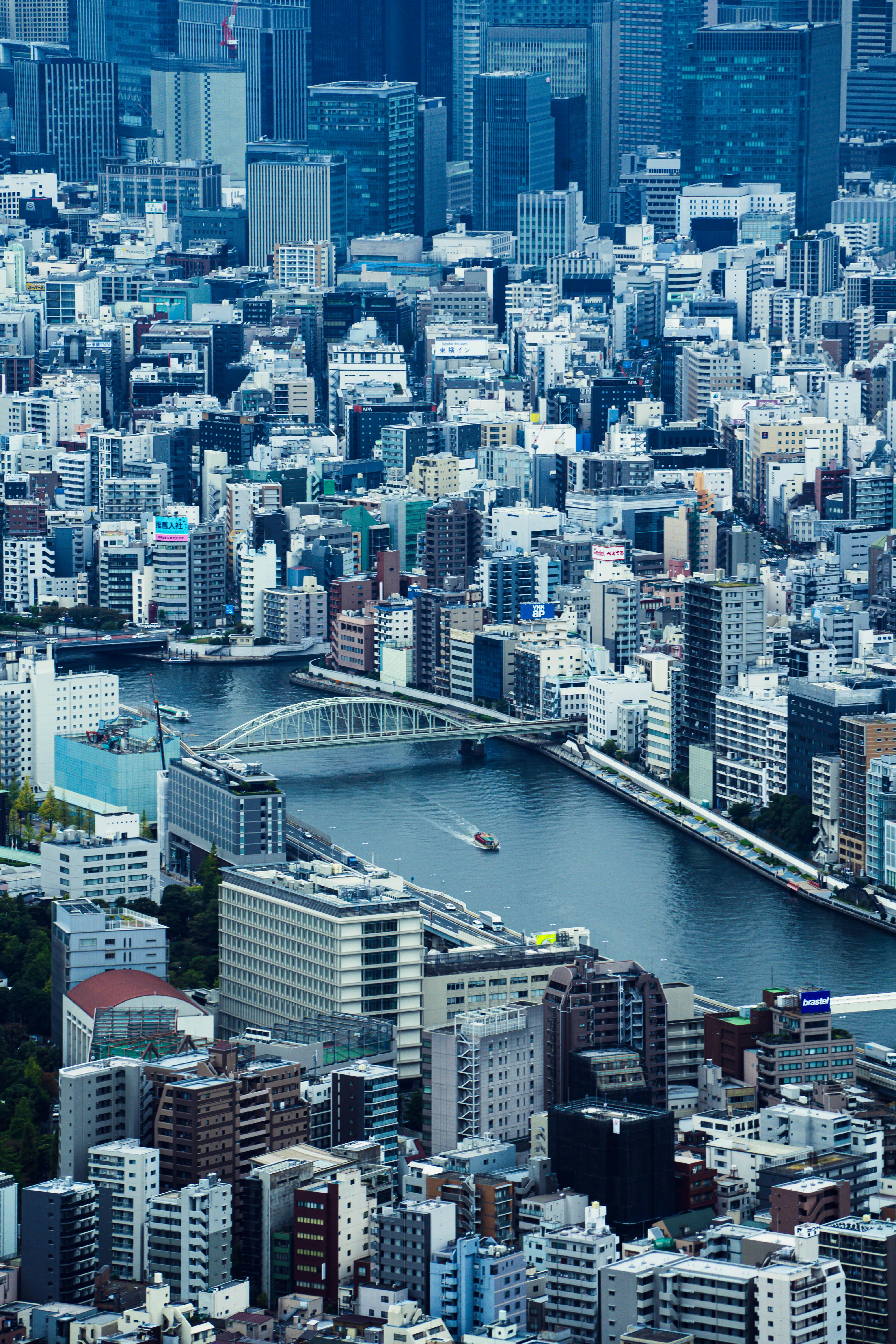 Aerial View of Sumida City Skyline, Tokyo · Free