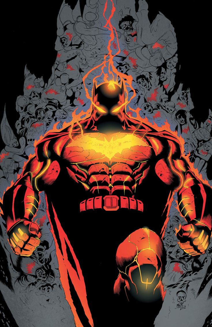 Batman by Patrick Gleason. HellBat armor forged in the heart of the sun by Superman using special enchanted metal from Wonder Woman's people, the Amazons. This armor was crafted with intent of