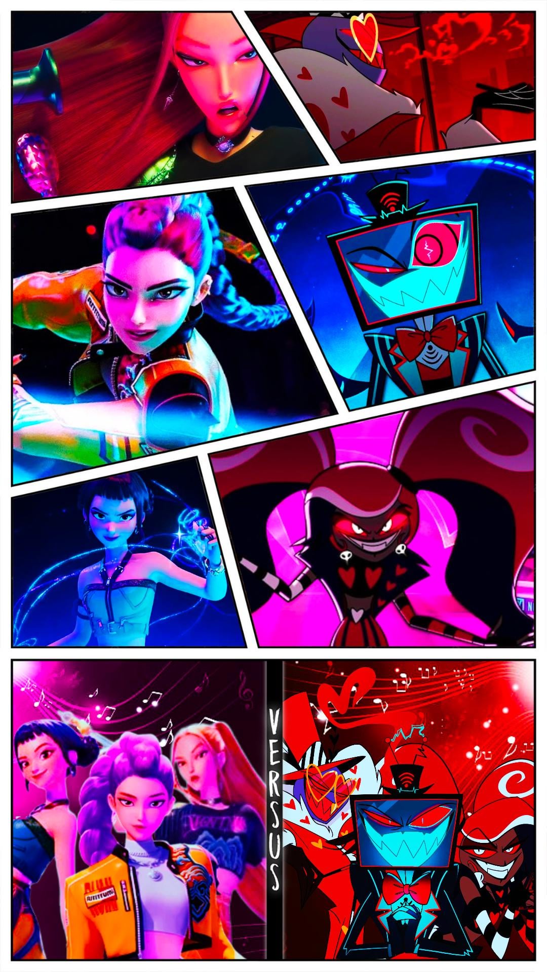 Hell Is Golden Huntrix Vs The Vees (K Pop Demon Hunters Vs Hazbin Hotel) Comic Art