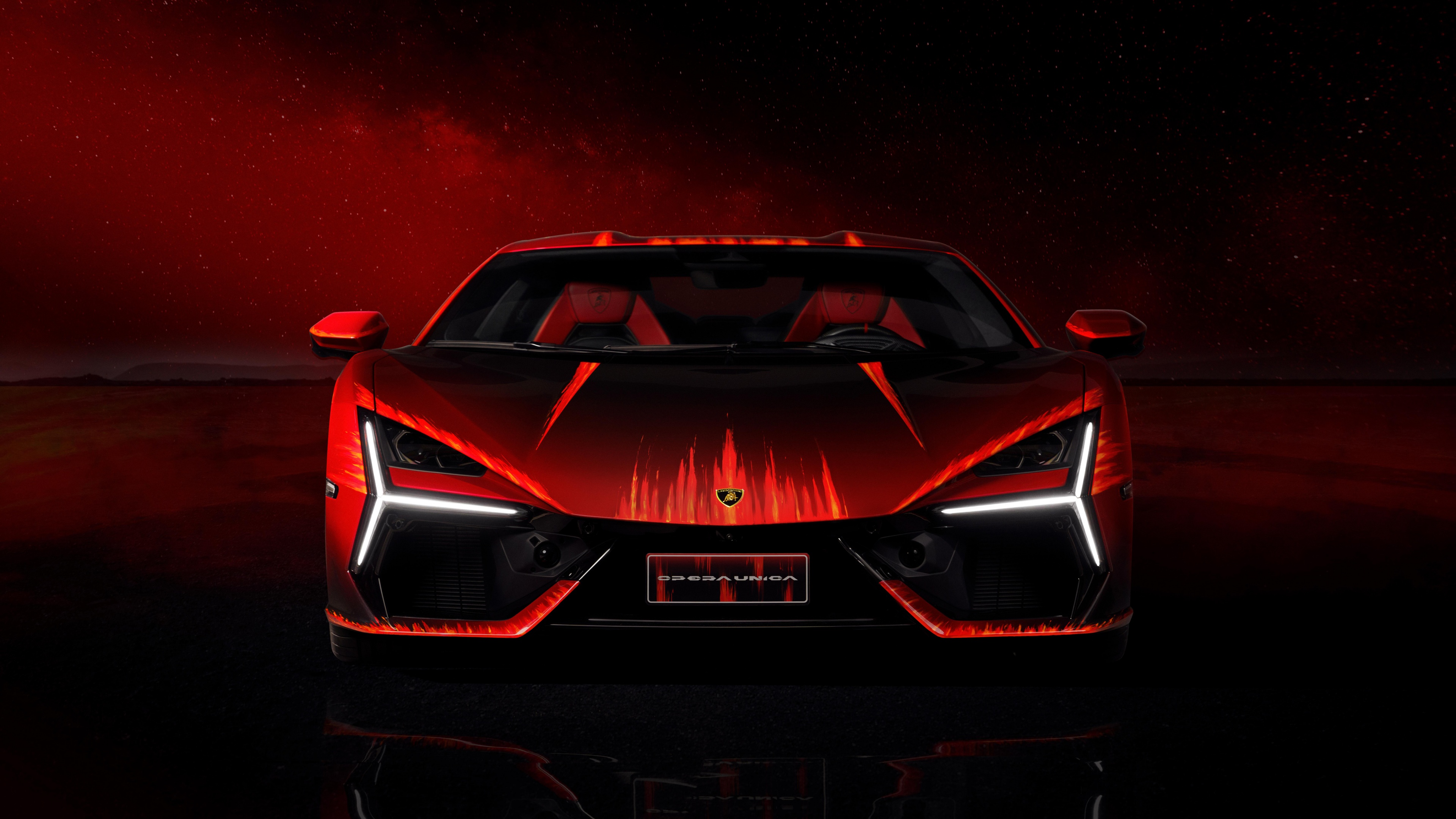 Lamborghini Revuelto Opera Unica Wallpaper 4K, 8K, Red background, 5K