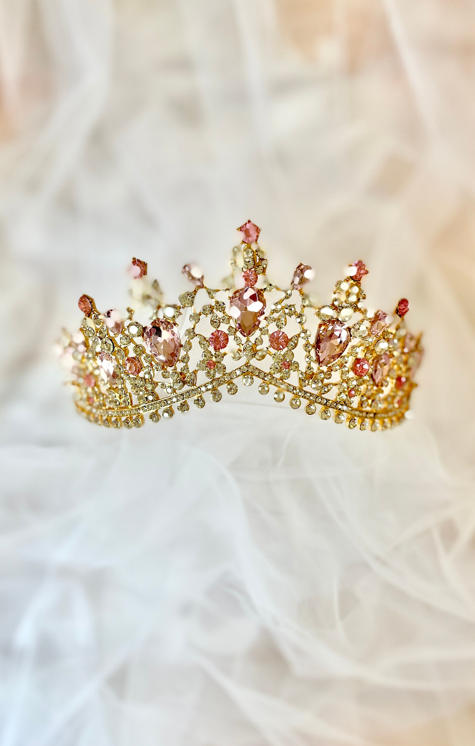 Pink Tiara Bridal Crown Rose Gold Headpiece Barbie Birthday Fairy Wedding Headpiece Sleeping Beauty Disney Princess BALLERINA© Crowned