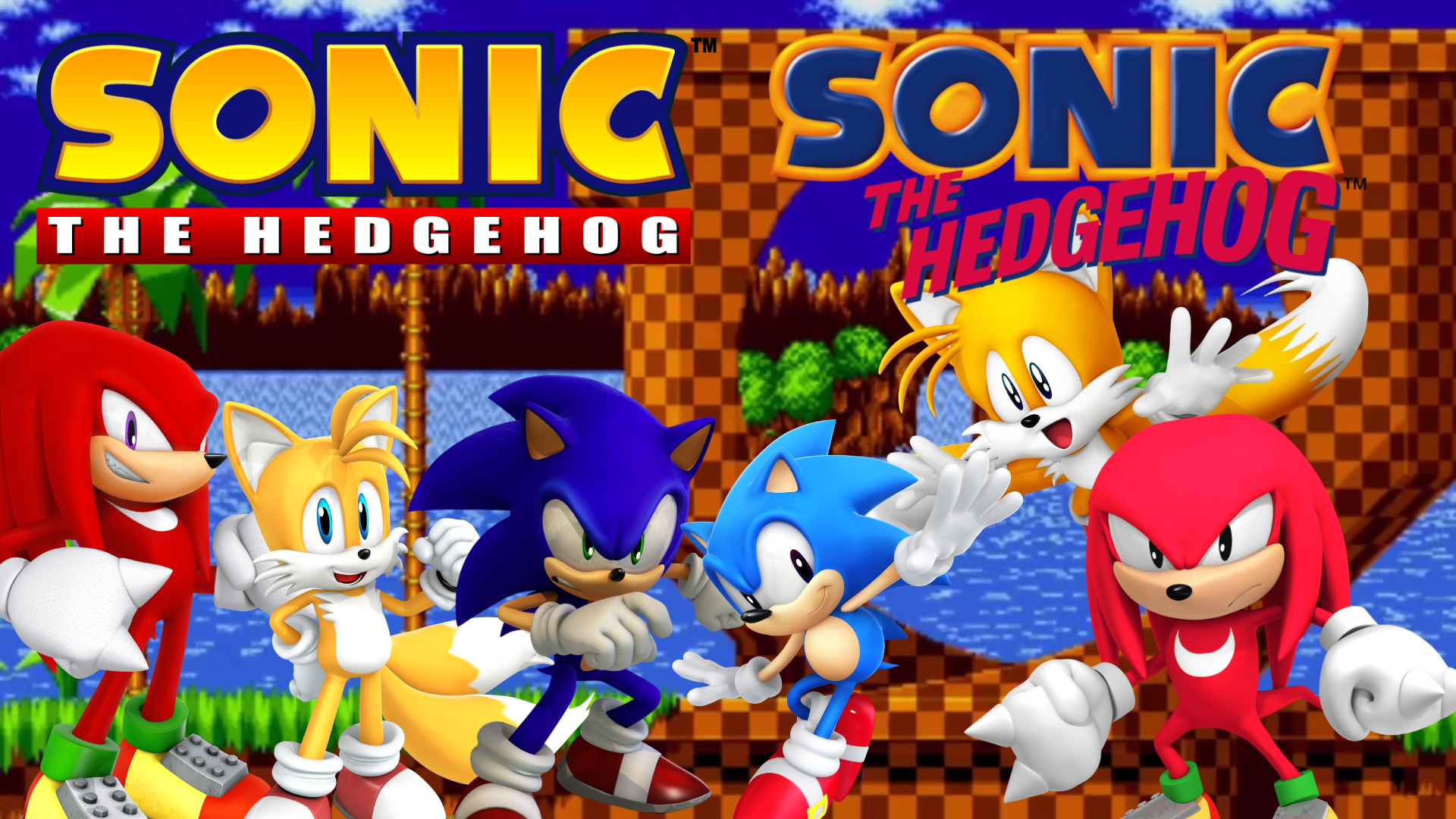 A Wallpaper Based Off Of The Modern And Classic Incarnations Of Team Sonic! Made For Any Sonic Fans Within R Wallpaper
