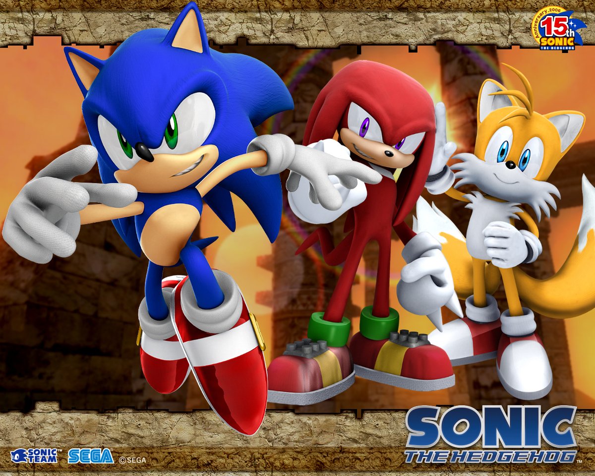 Wallpaper of Sonic, Tails and Knuckles, released for 'Sonic '06'