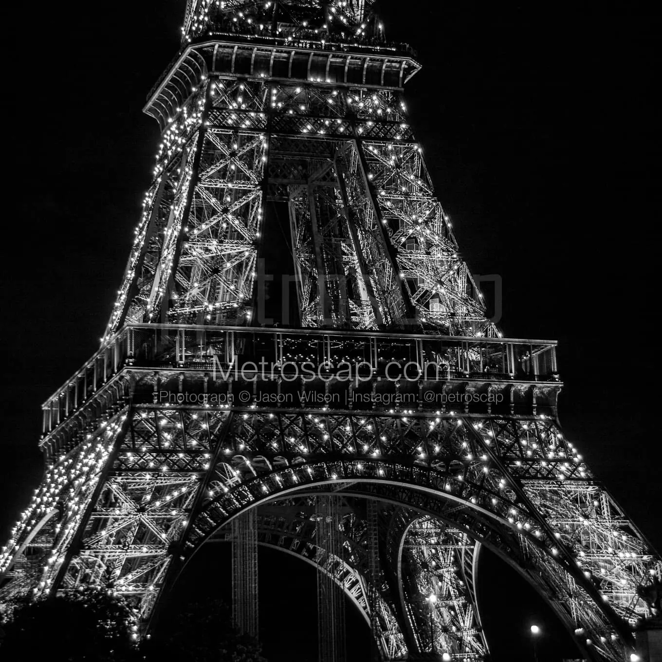 Paris Picture Black and White: The Bottom of the Eiffel Tower