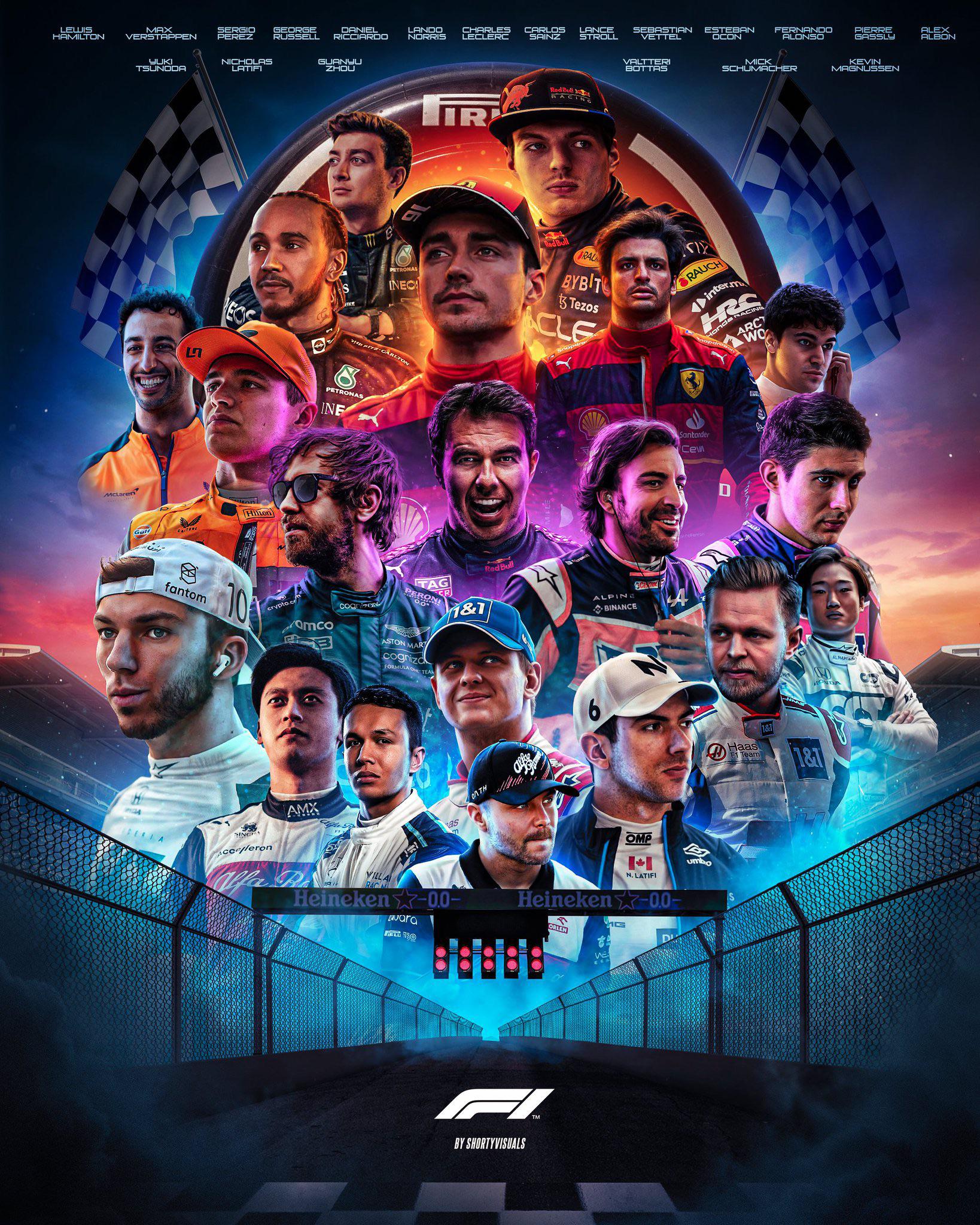Poster for the F1 2022 season so far, all done in photohop. Took around 9 hours to make