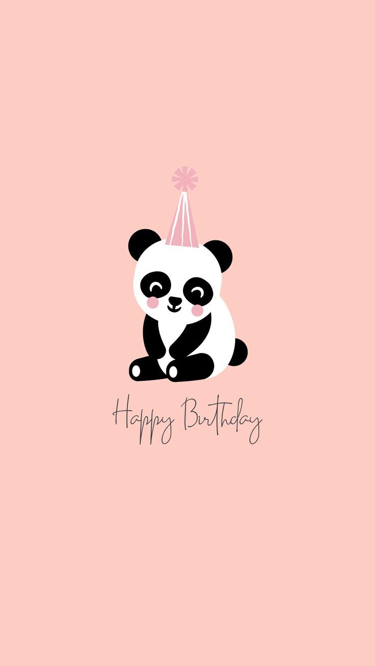 Wallpaper For Apple IPhone Happy Birthday Panda Peach Color Pink