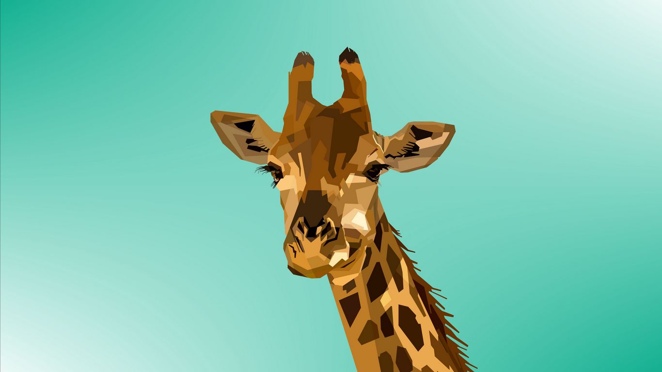 Download wallpaper 1366x768 giraffe, vector, muzzle, art tablet, laptop HD background