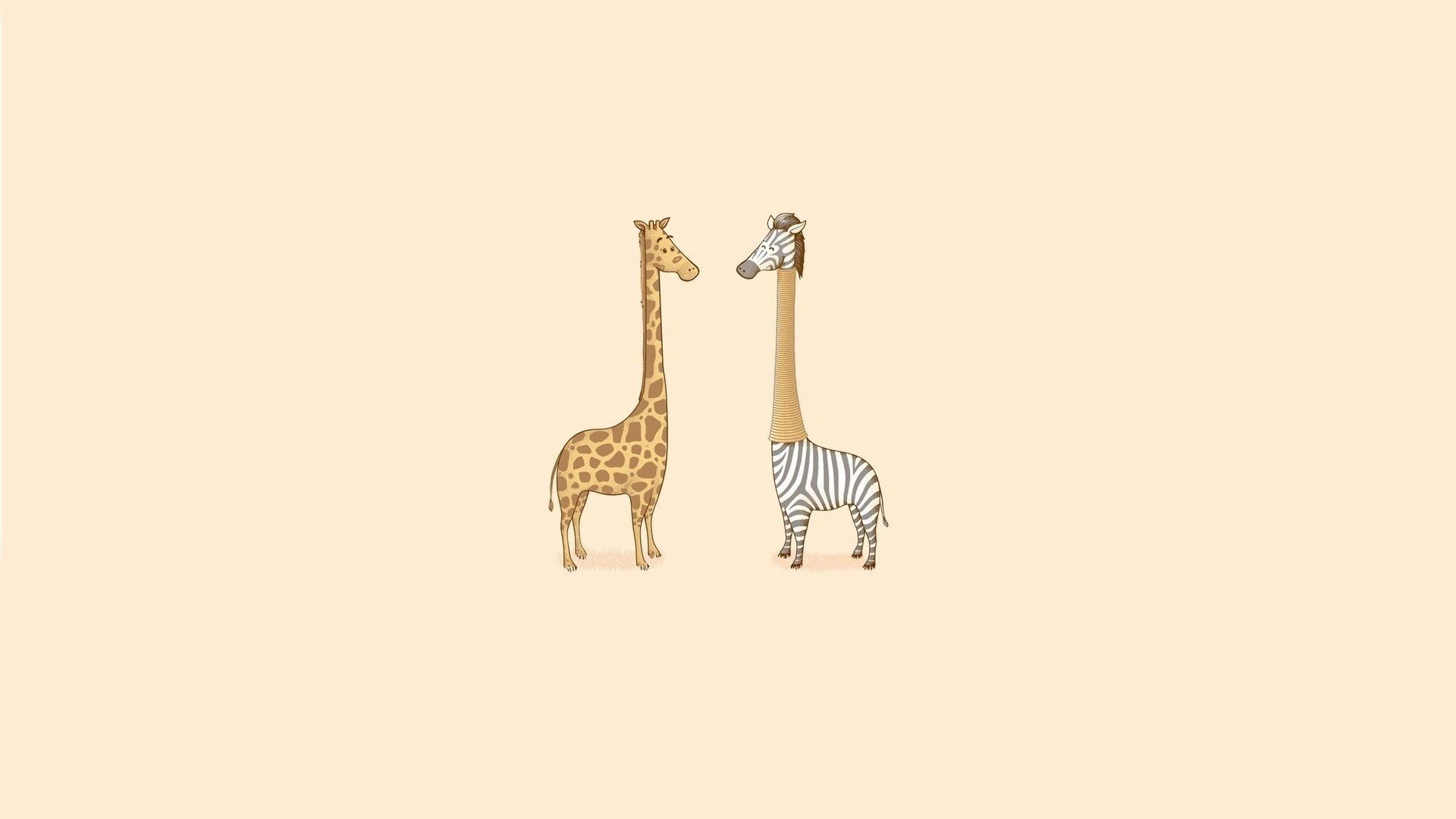Desktop wallpaper: Giraffe, Funny, Vector, Zebra, Minimalism, Art 4K free download for PC. 135688