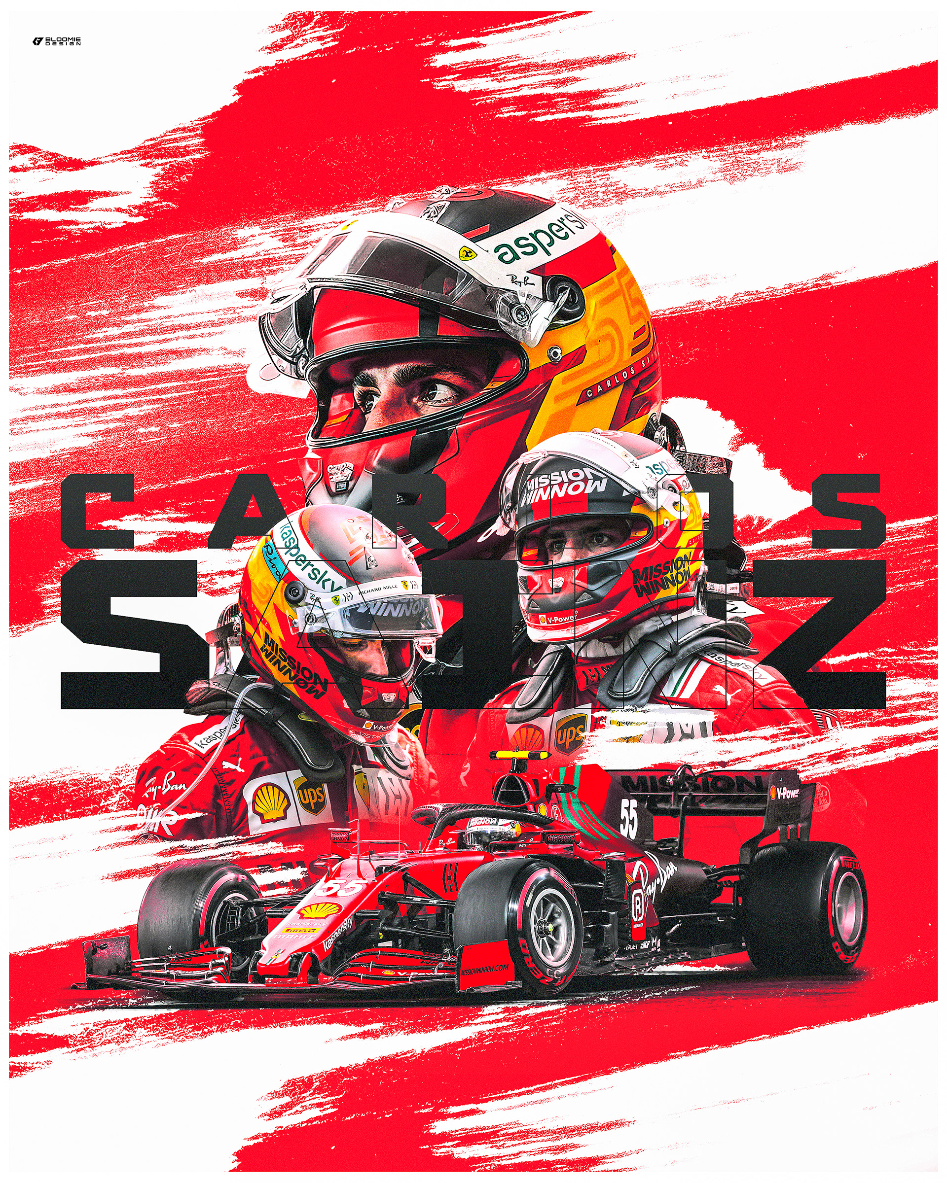 Carlos Sainz Ferrari F1 Poster. Image - Behance