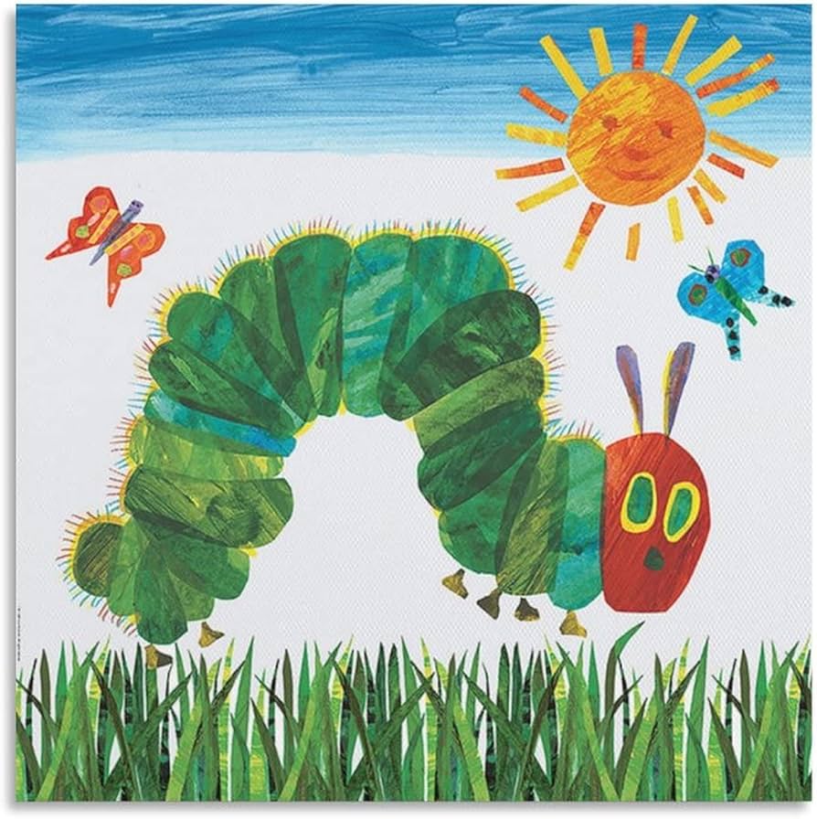 Fine Art for Kids By Eric Carle The Very Hungry Caterpillar Painting Canvas Wall Art Poster Decorative Bedroom Modern Home Print Picture Artworks Posters 12x12inch(30x30cm): Posters & Prints