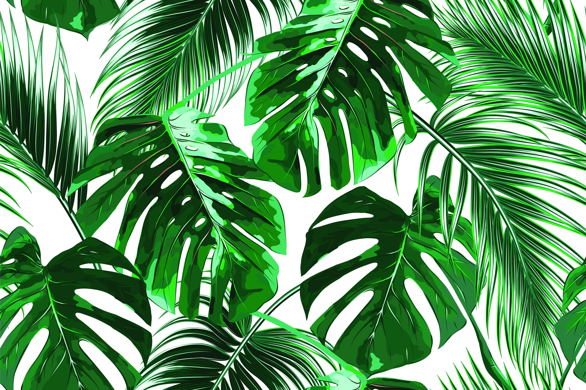 Hawaiian Green Leaves Peel and Stick Wallpaper