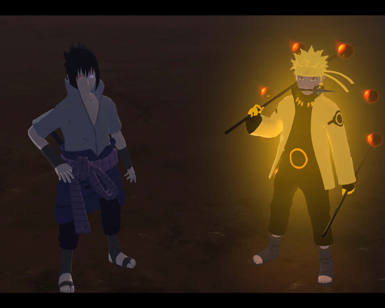Download Glowing Naruto Sage Of Six Paths With Sasuke Wallpaper