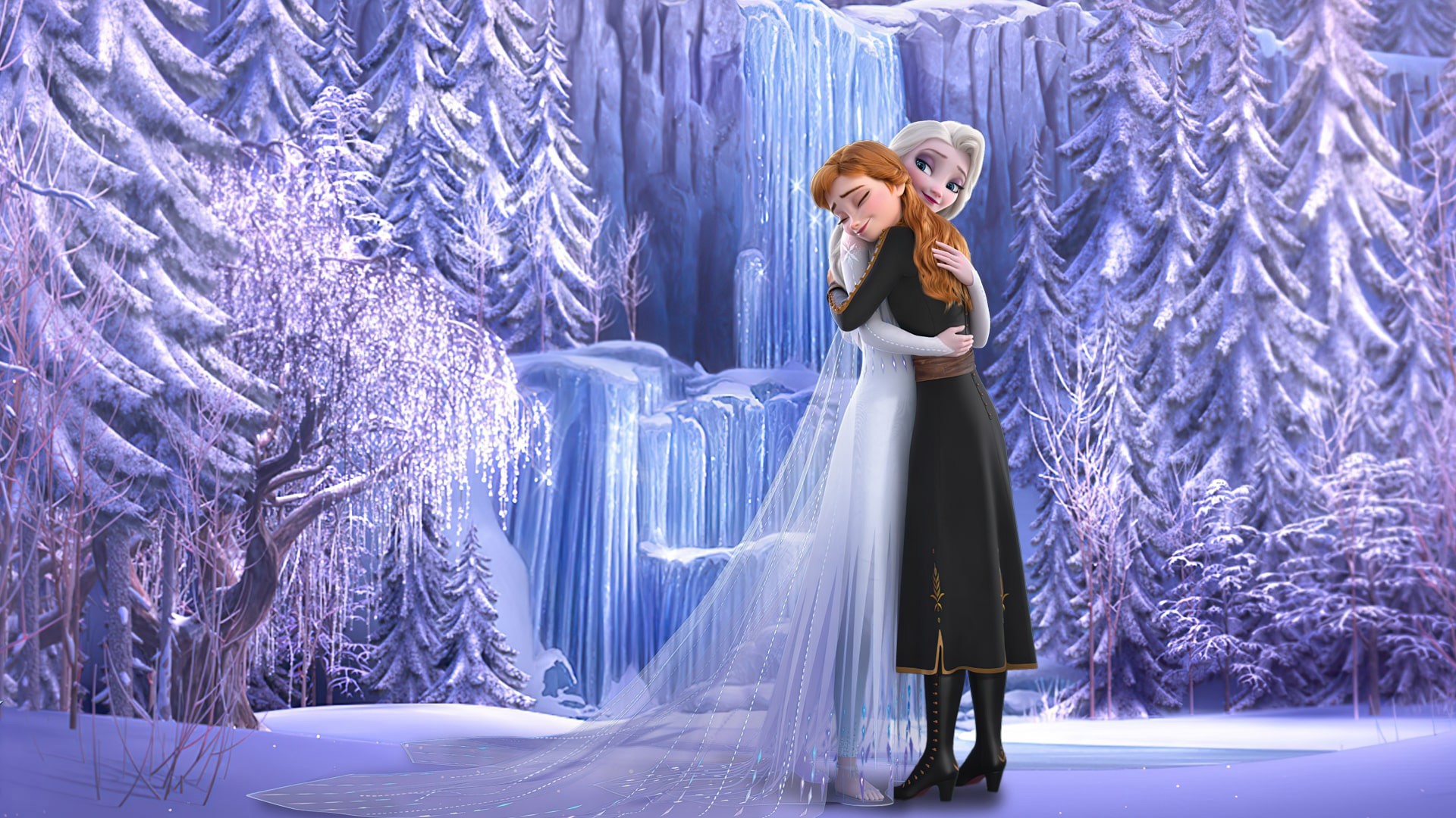Anna Elsa Hugging HD Frozen 2 Wallpaper