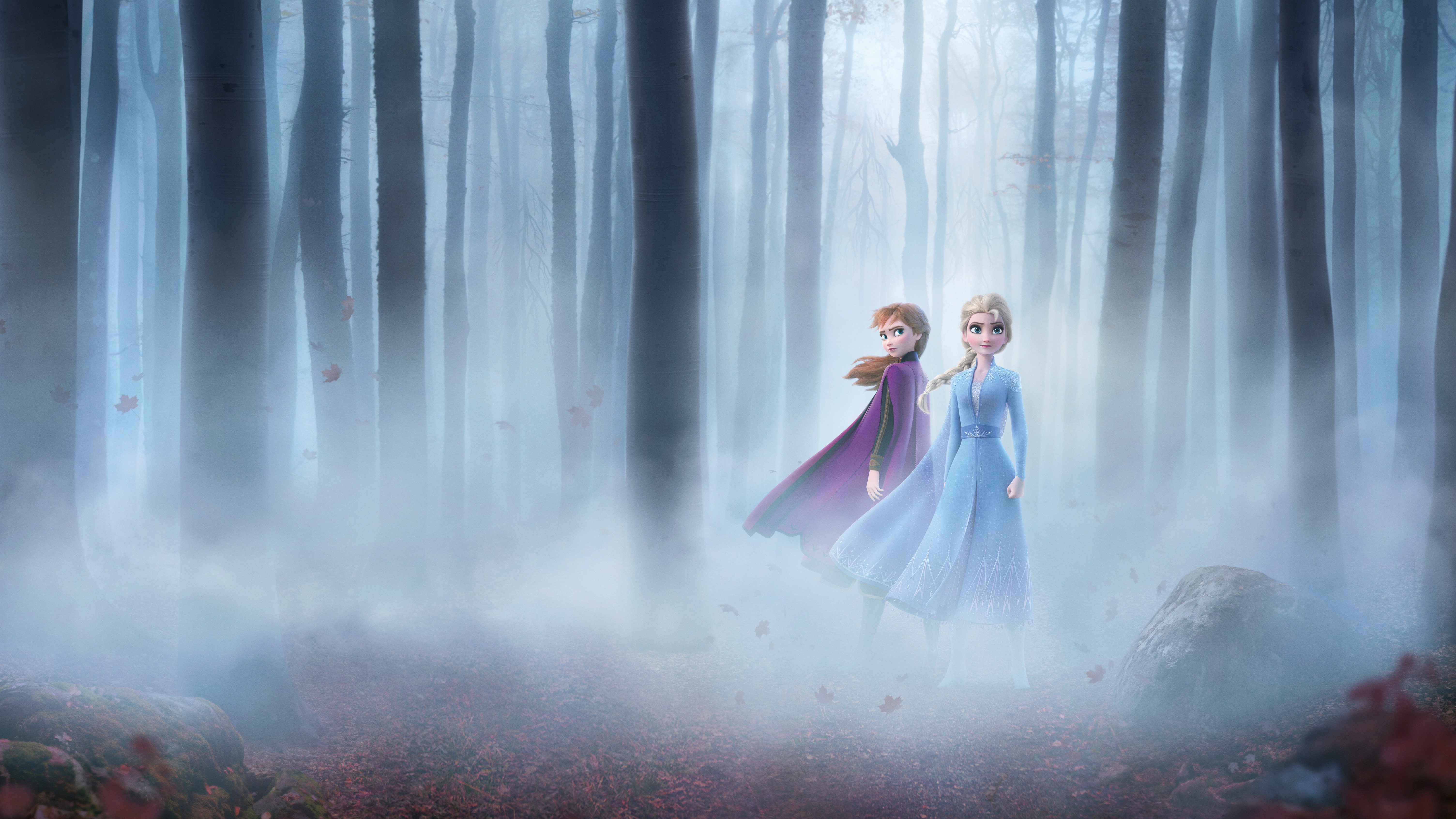 Frozen 2 Wallpaper 4K, Anna, Elsa, Enchanted Forest, 5K