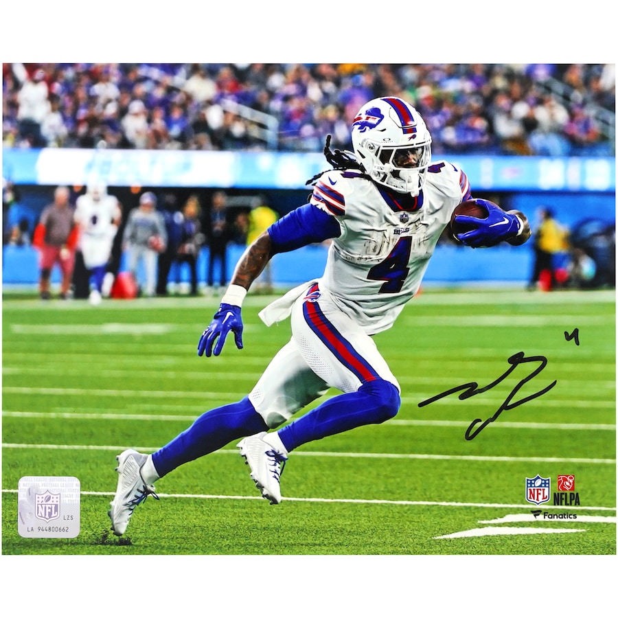 James Cook Buffalo Bills Autographed 8 x 10 Running with the Ball Photograph