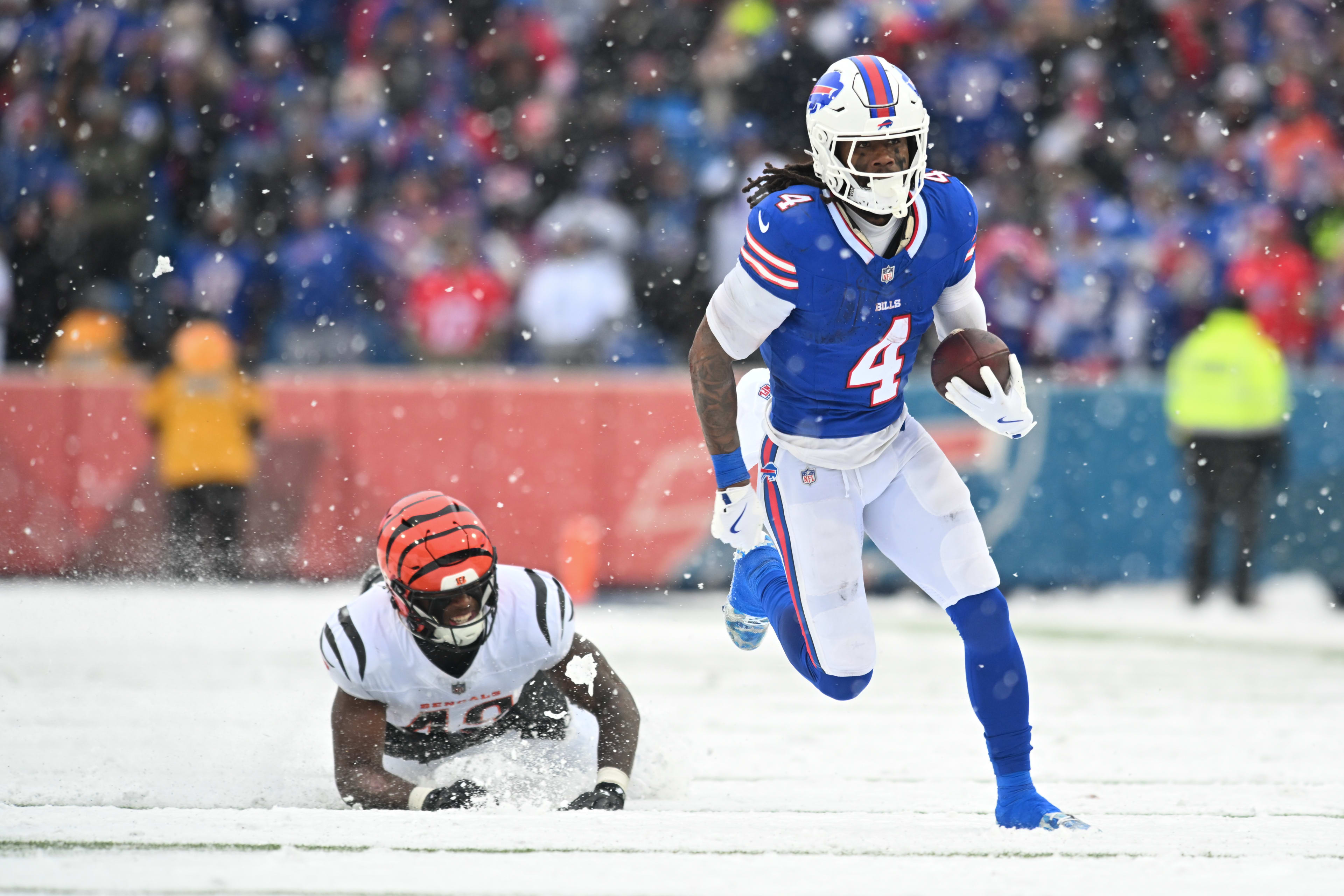 Bills' James Cook said what everyone was thinking just seconds after thrilling comeback win over the Bengals in Week 14 to Z Sports