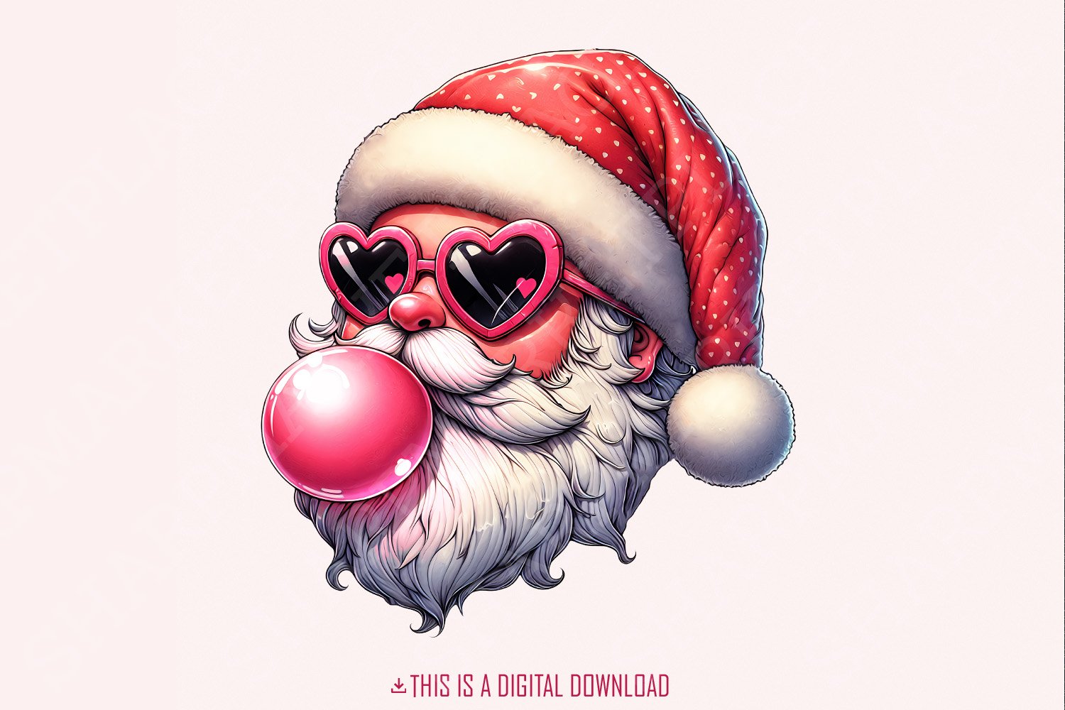 Retro Santa Christmas Blowing Bubble Png, Vintage Christmas