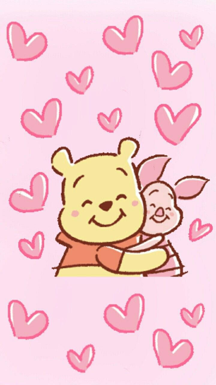 Download Cute Winnie The Pooh Hugging Piglet Wallpaper