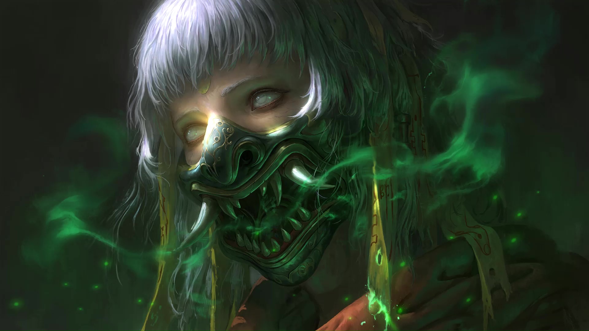 Fantasy Girl Oni Mask Live Wallpaper